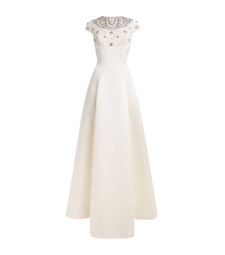 Huishan Zhang Womens Embroidered Margo Gown Ivory Image 1