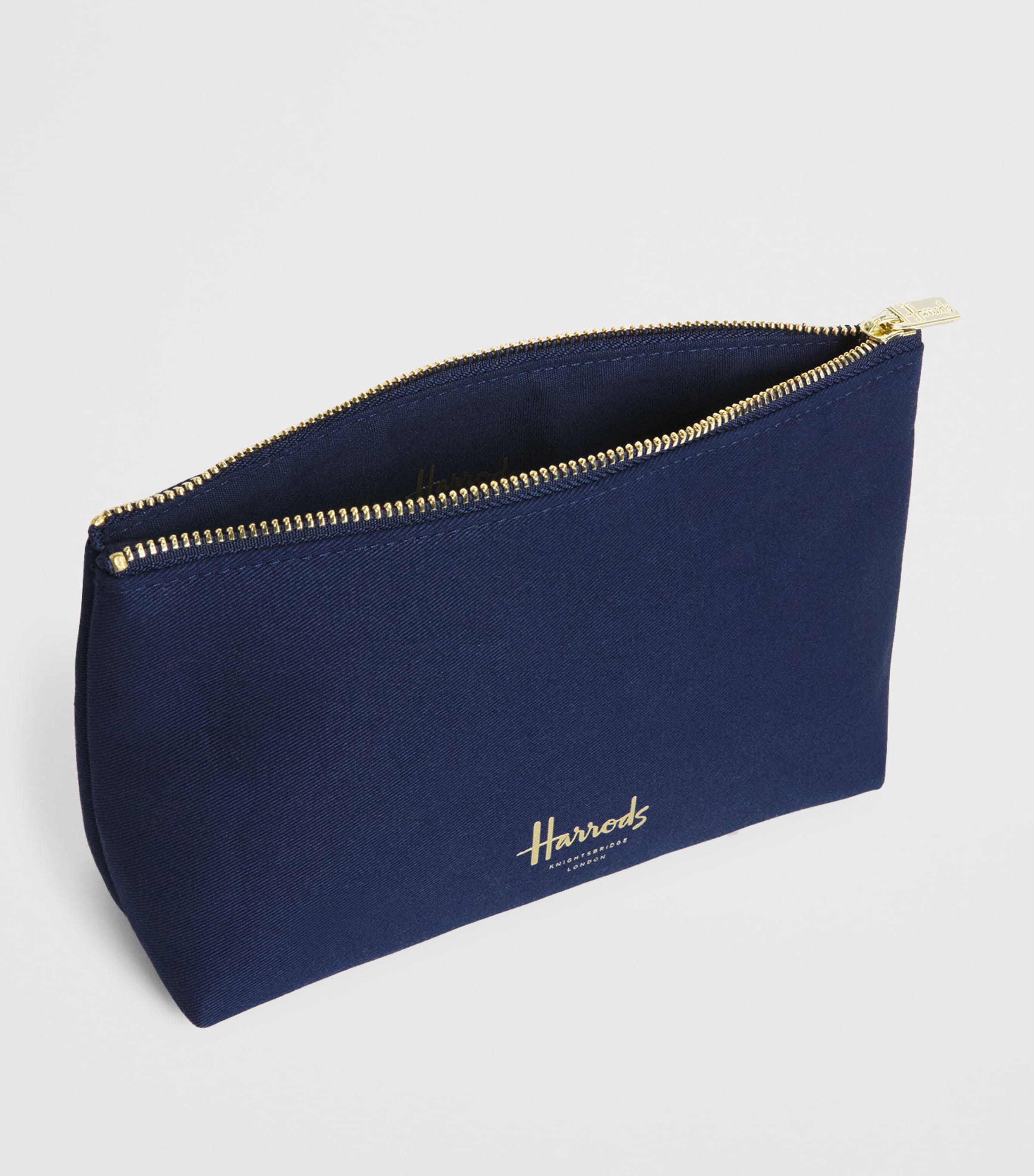 Harrods Small Zipped Logo Cosmetic Bag Navy Image 2