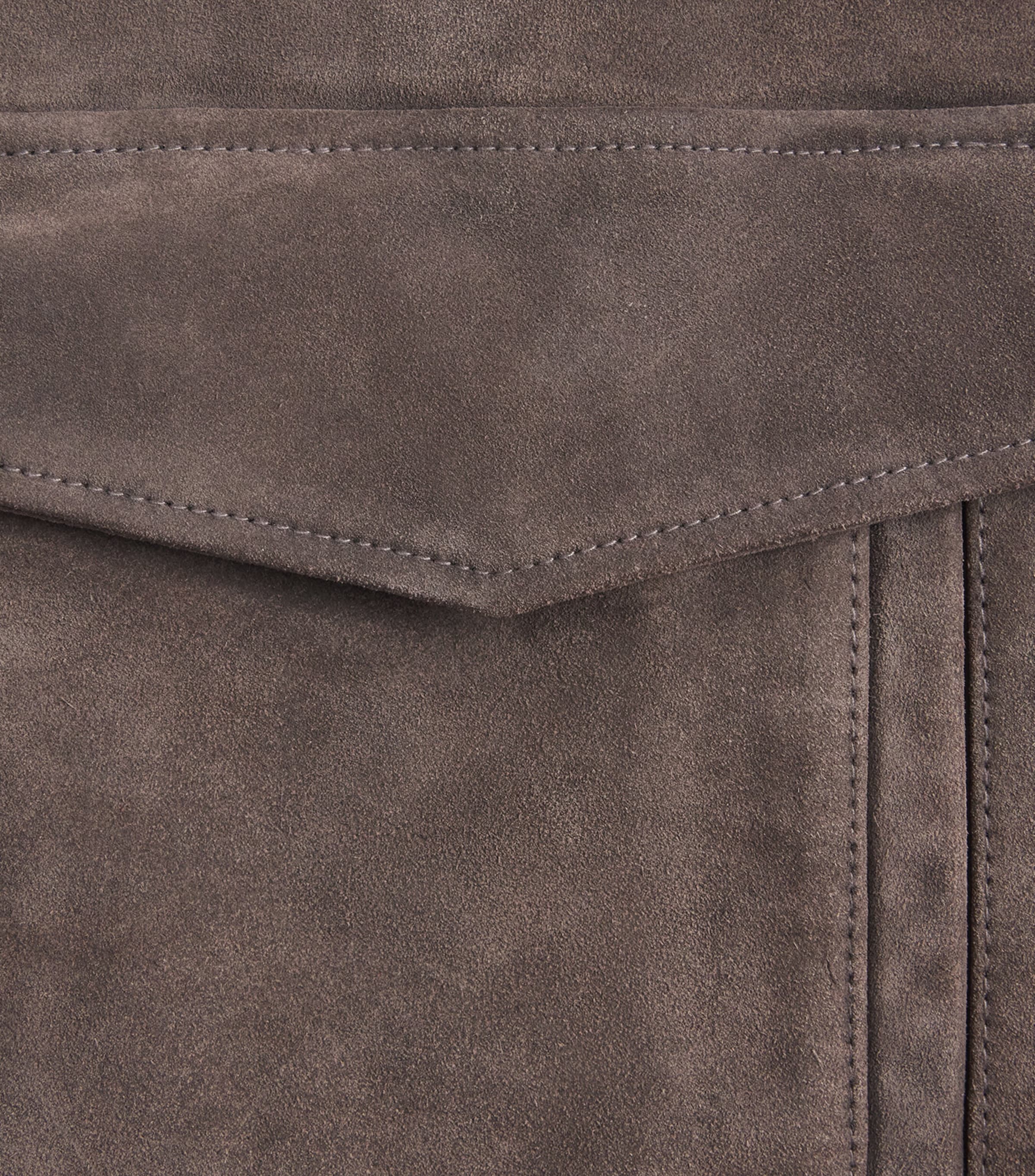 AGOLDE Mens Suede Emil Bomber Jacket Seal Brown Image 6
