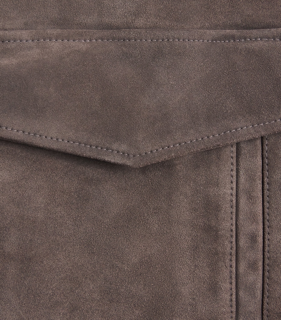 AGOLDE Mens Suede Emil Bomber Jacket Seal Brown Image 6
