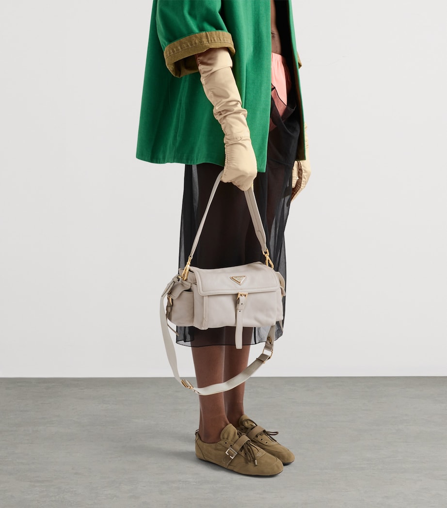 Prada Medium Nappa Leather Explore Shoulder Bag Neutral Image 3