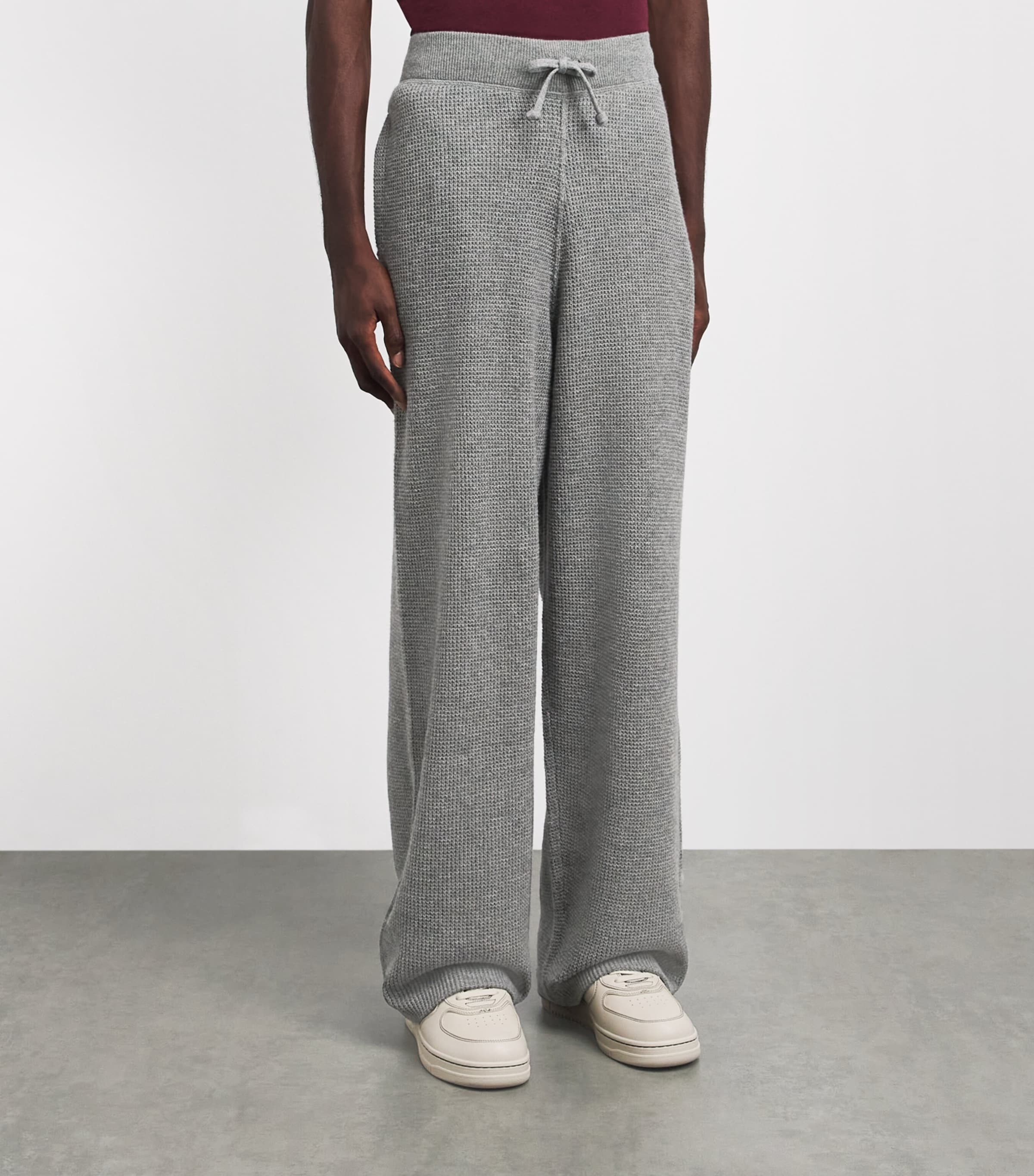 Polo Ralph Lauren Mens Wool-Cotton Waffle Knit Sweatpants Fawn Grey Heather Image 4
