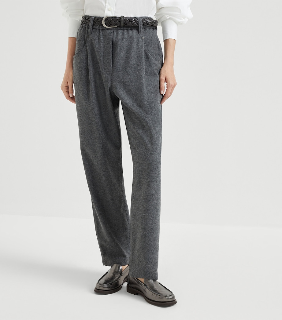 Wool-Cashmere Flannel Relaxed Trousers C032 Image 3