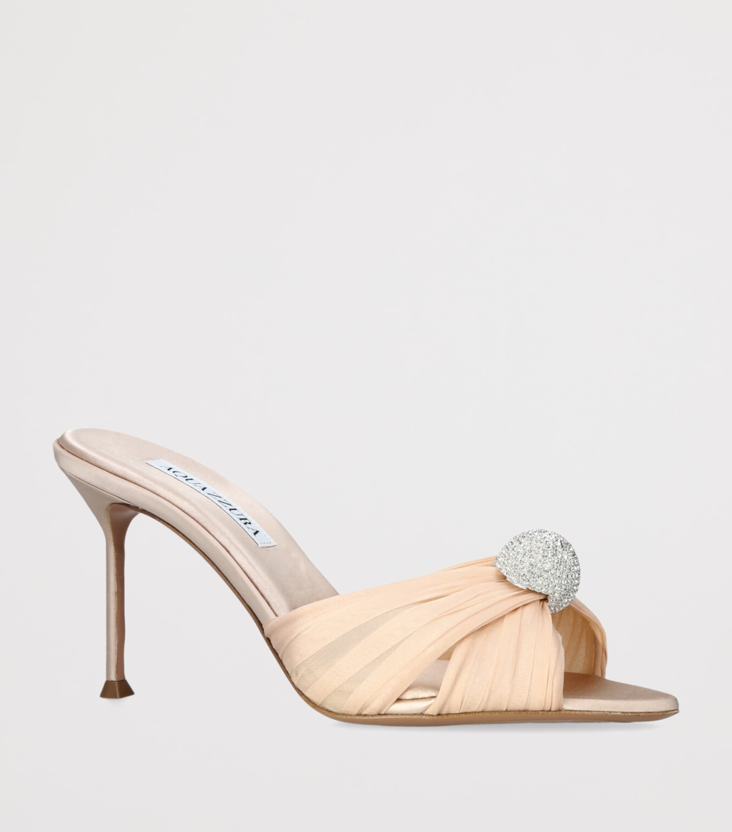 Aquazzura Embellished Mystery Mules 85 Pale Pink Image 3