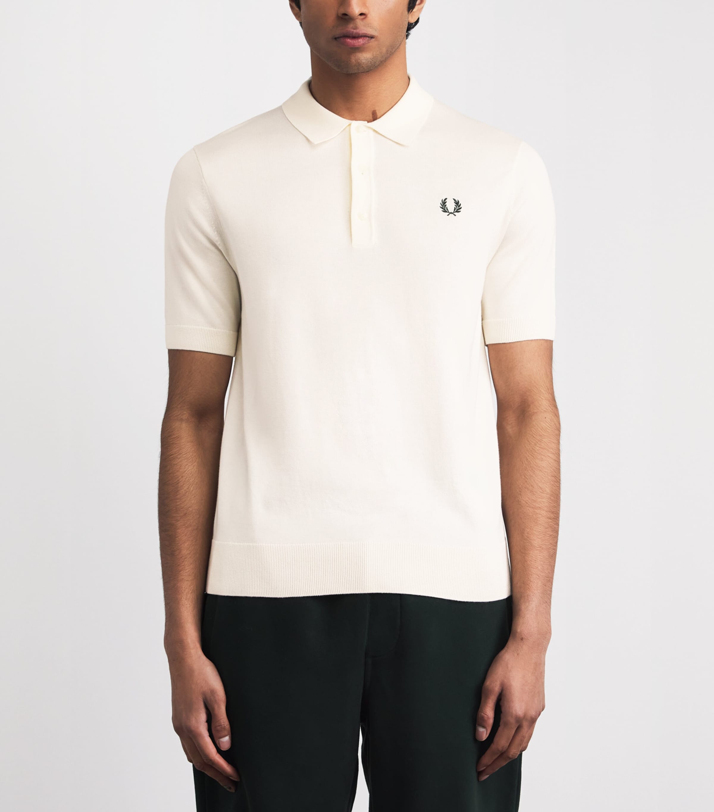 Fred Perry Mens Cotton Logo Polo Shirt Ecru Image 4