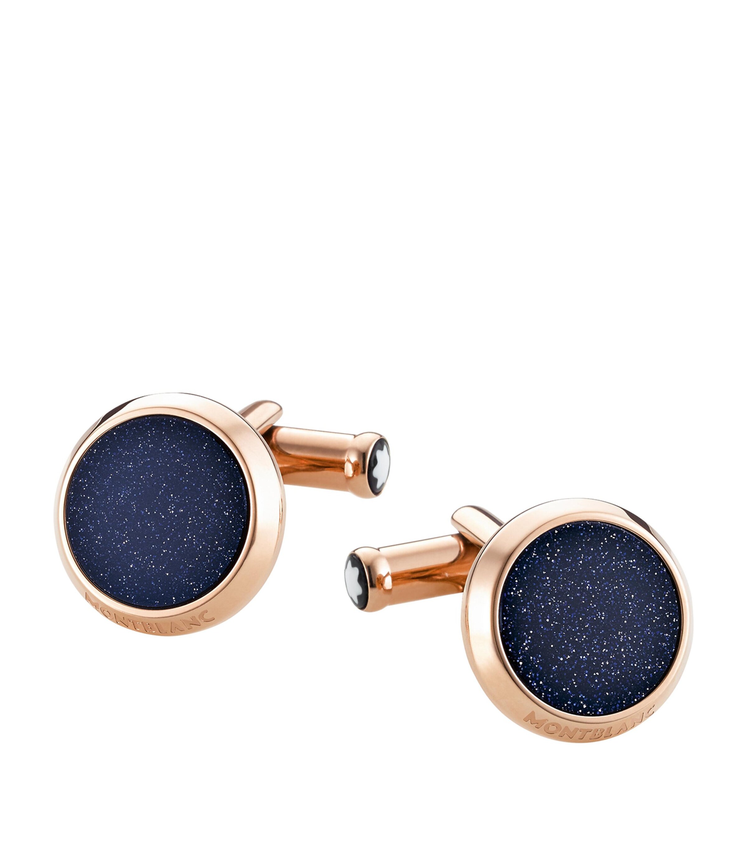 Montblanc Stainless Steel And Blue Goldstone Meisterstück Cufflinks In Blue