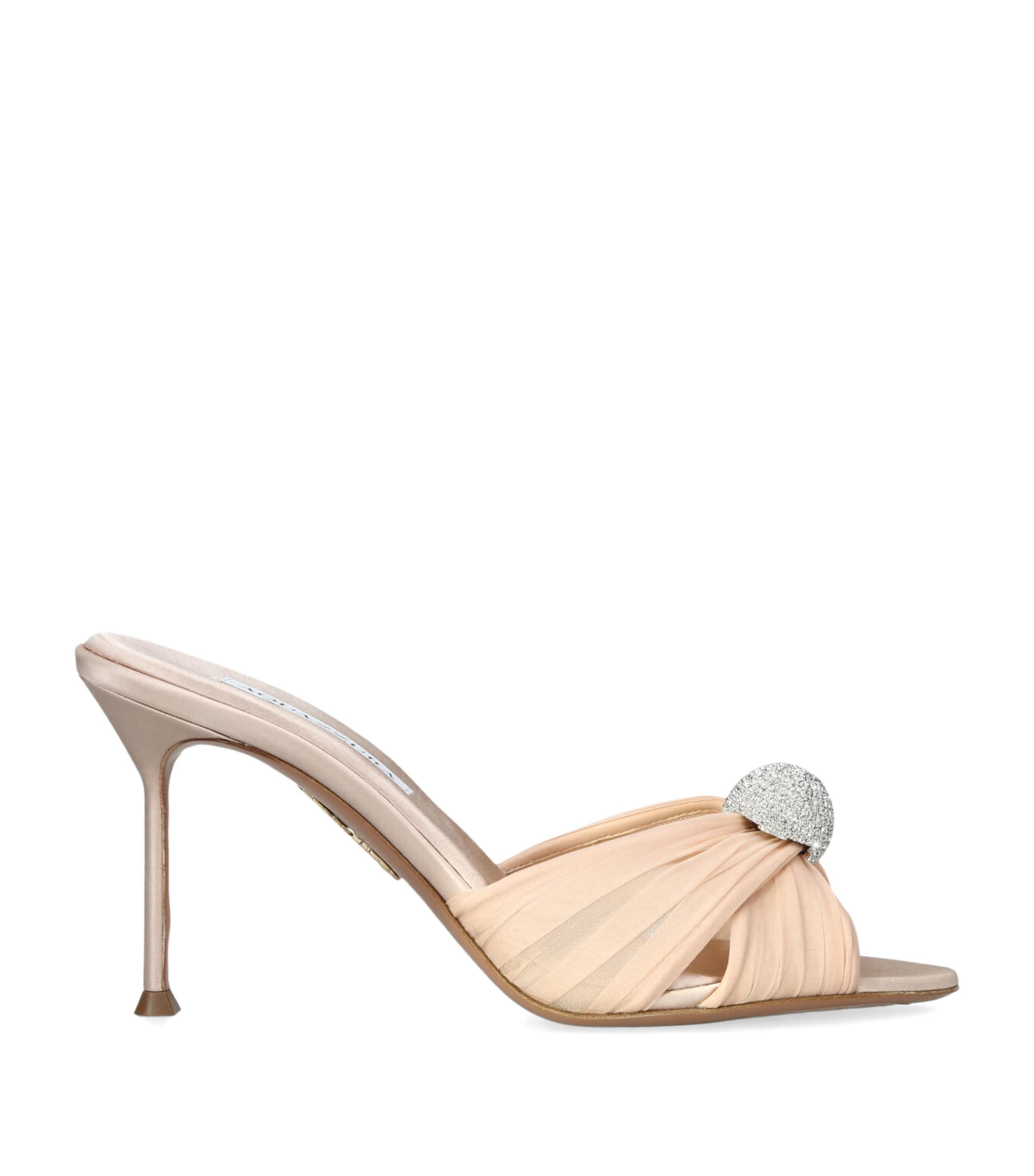 Aquazzura Embellished Mystery Mules 85 Pale Pink Image 1