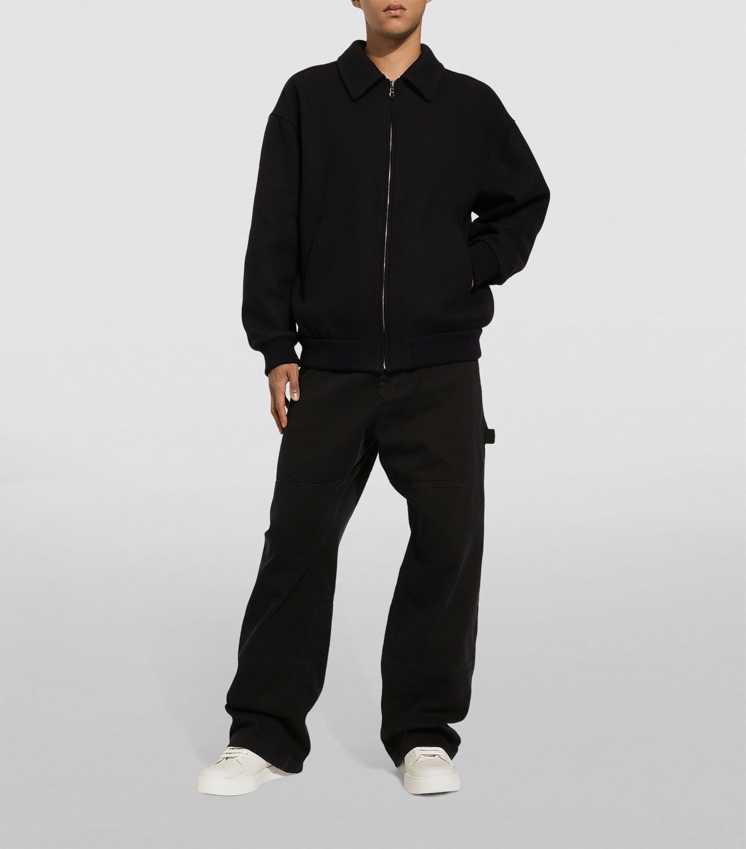 Wool-Blend Bomber Jacket B0665-VERY DARK BLUE Image 5