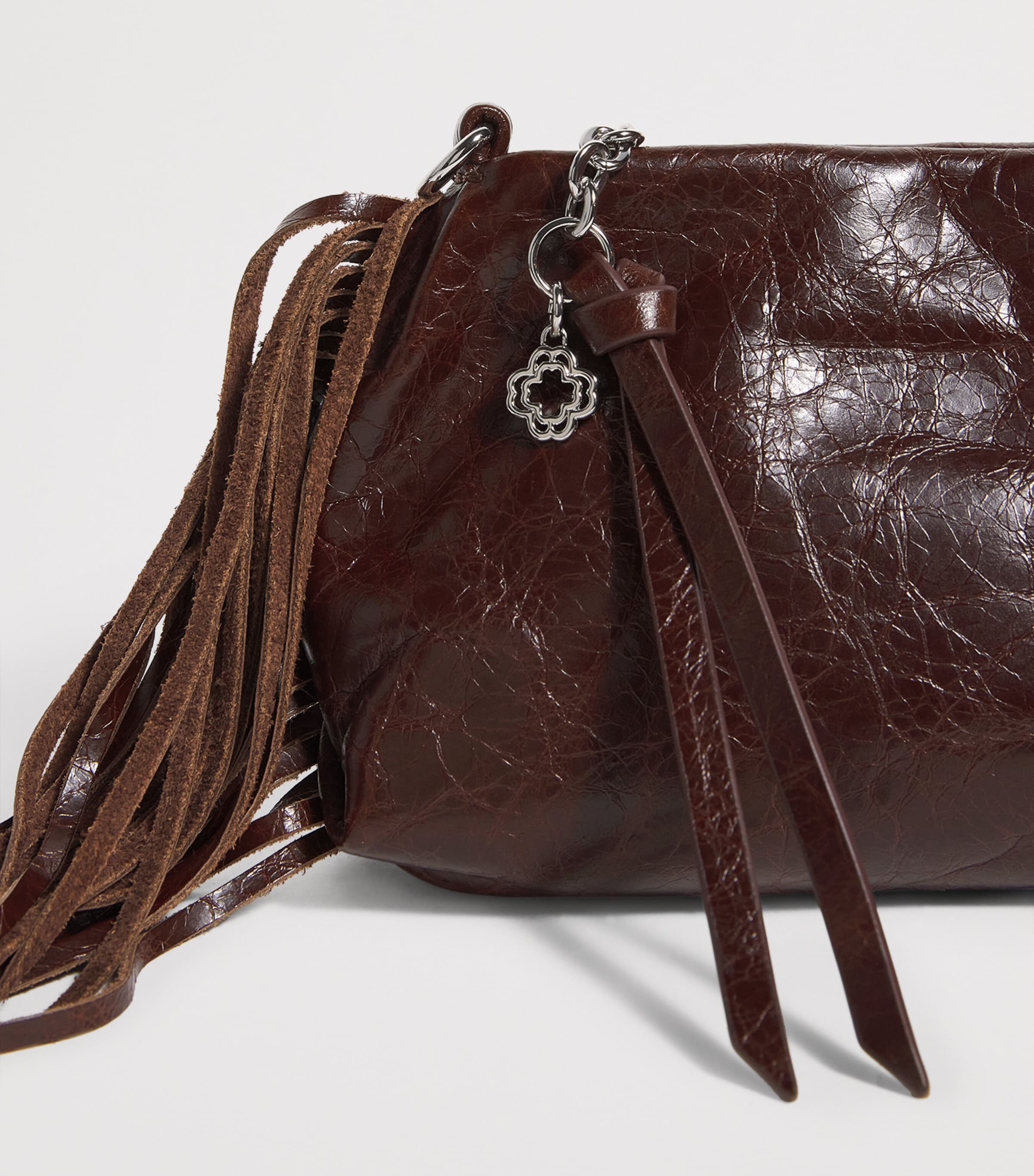 Leather Miss M Clutch Bag DARK BROWN Image 3