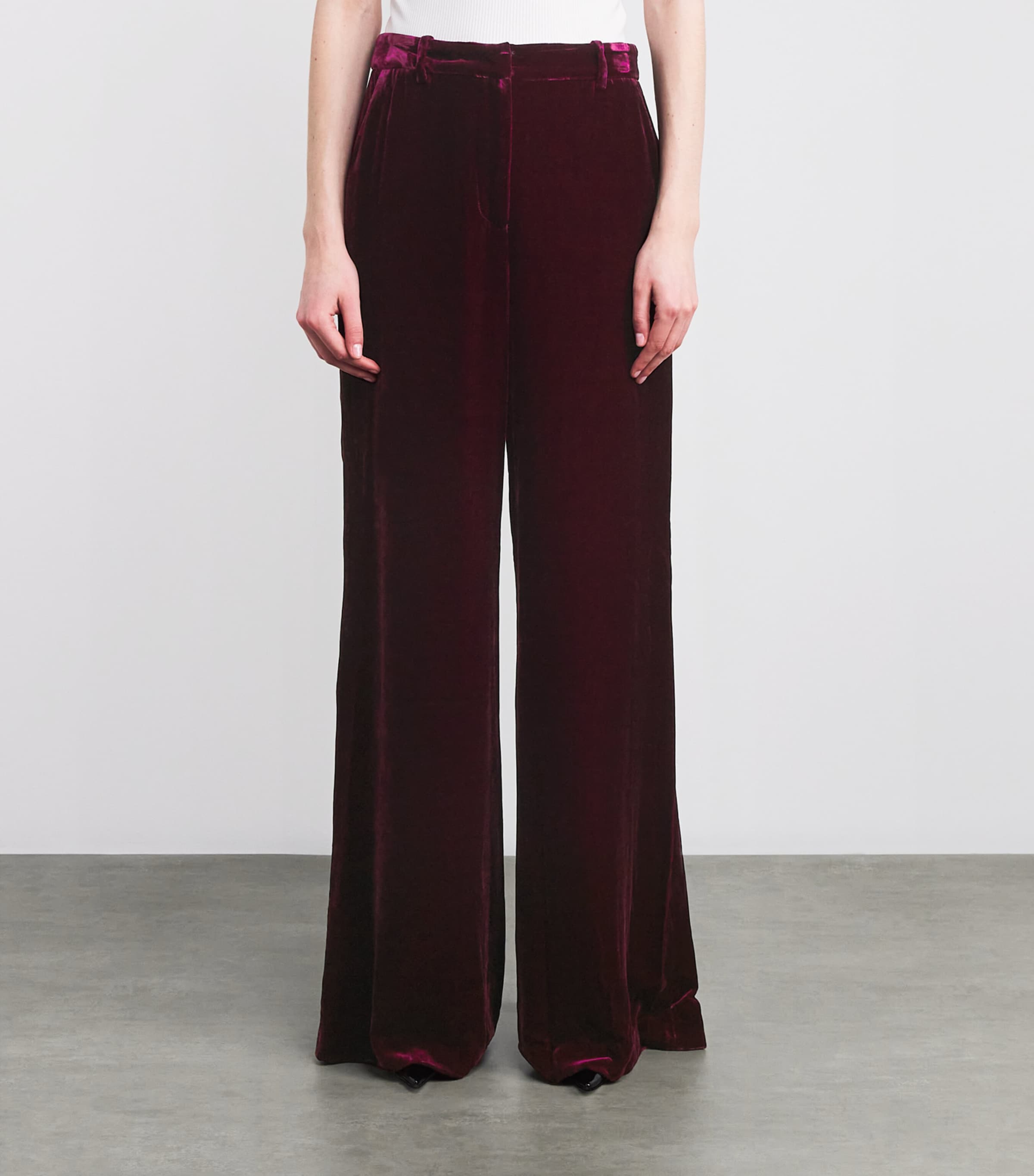 Velvet Pilar Wide-Leg Trousers DARK PORT DKPO Image 3