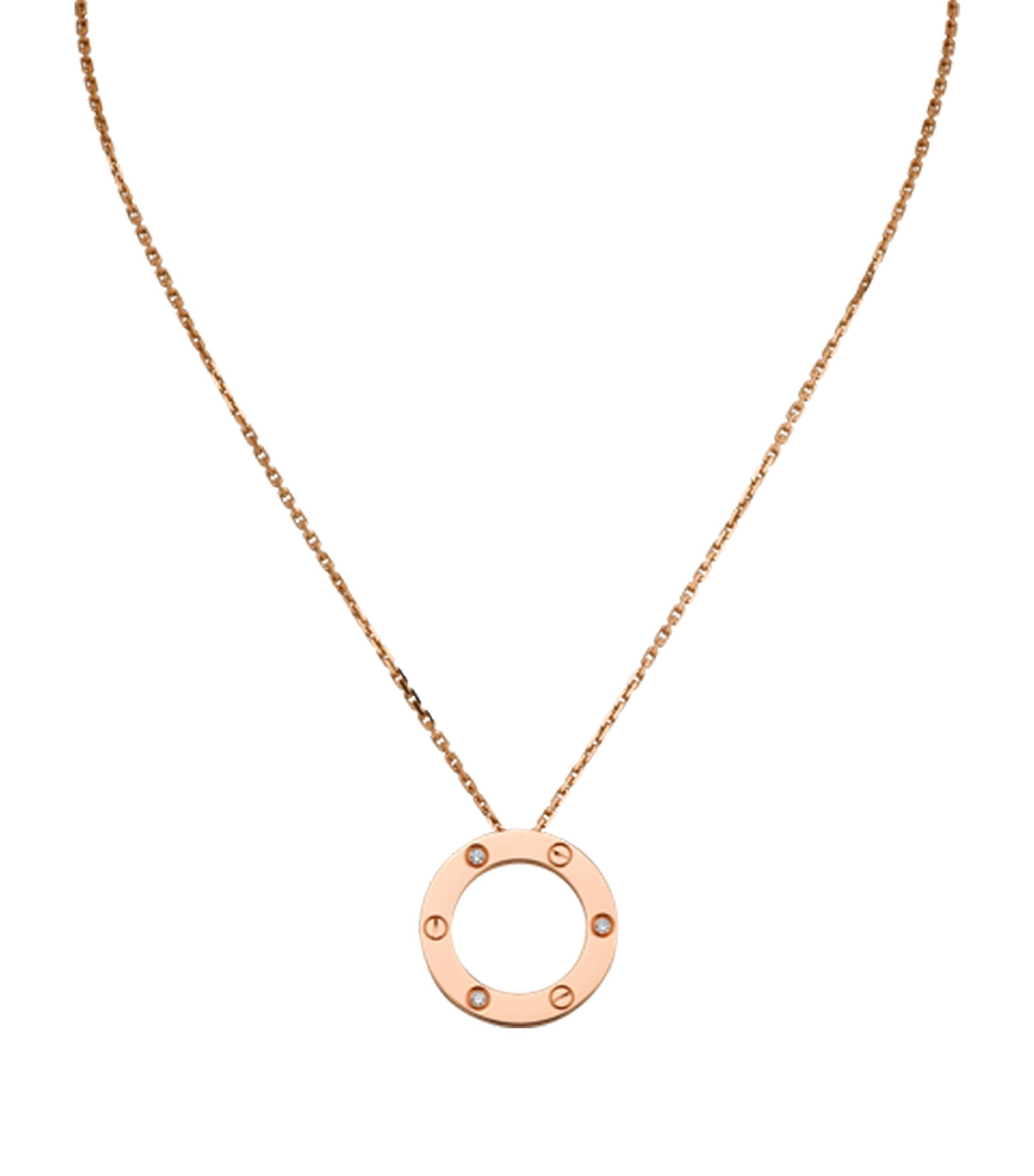 Rose Gold and Diamond LOVE Necklace ROSE GOLD Image 3