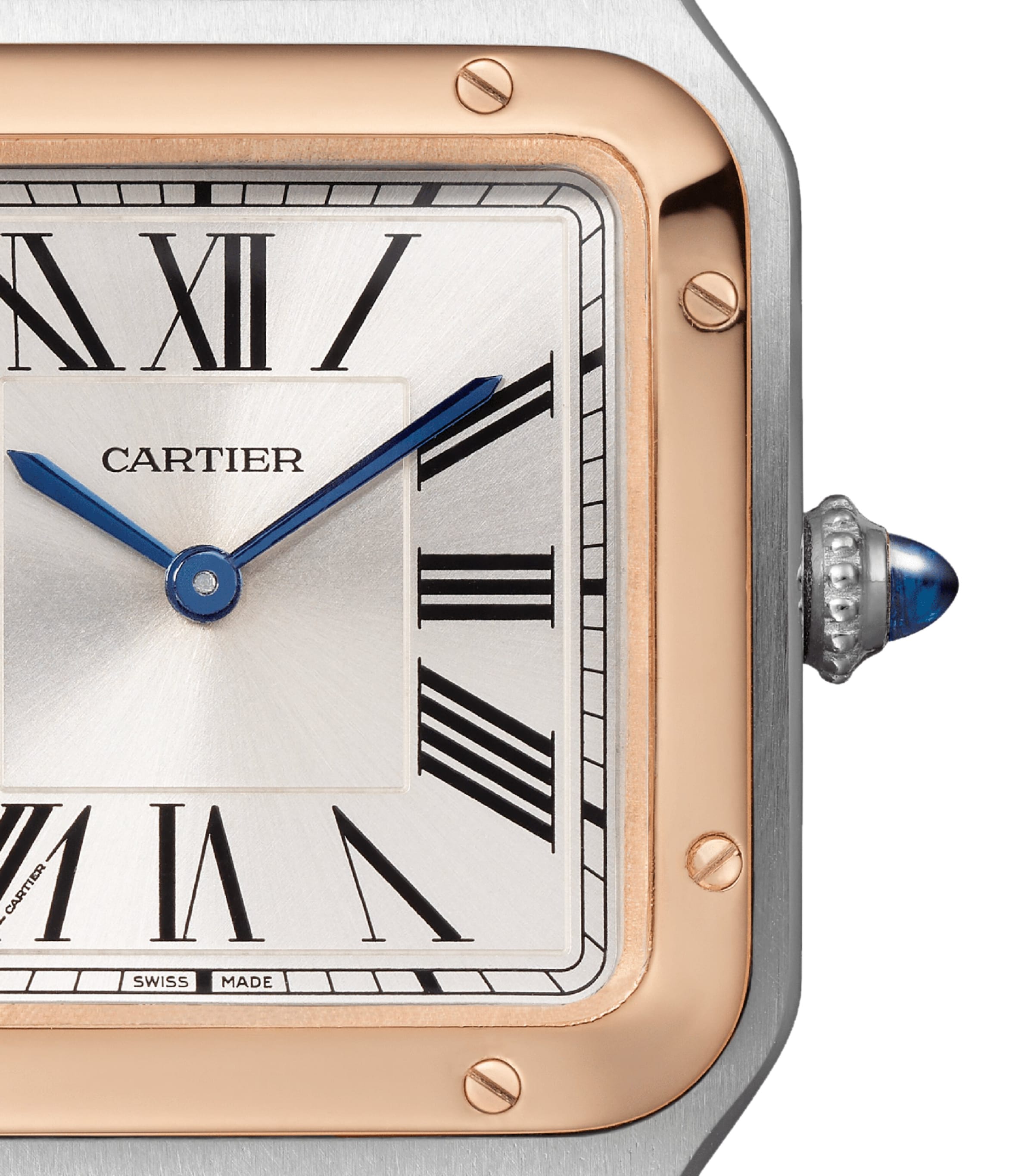 Rose Gold and Stainless Steel Santos de Cartier Watch 27.5mm SILVER Image 6