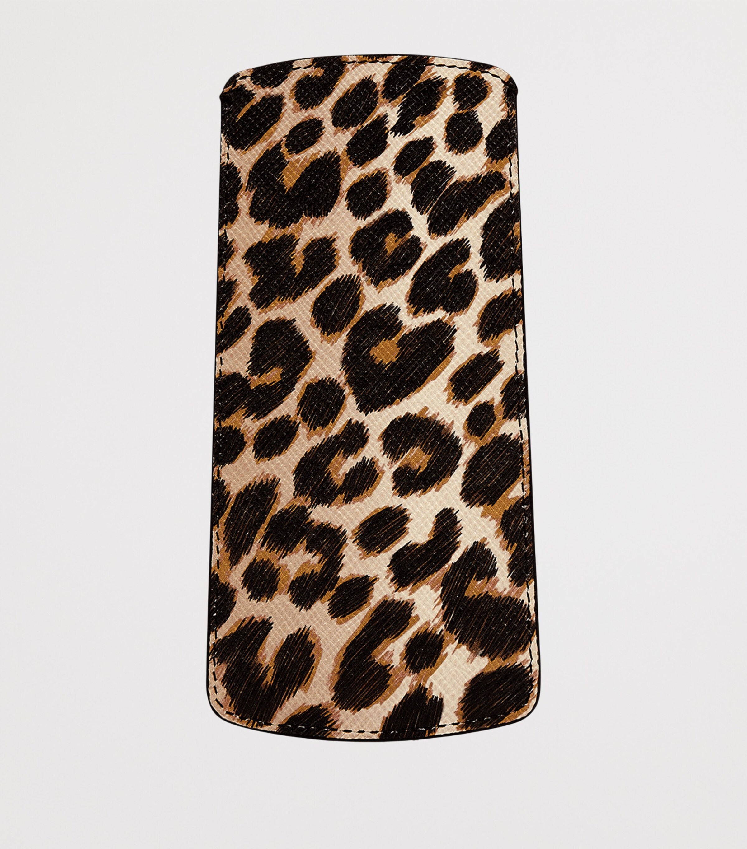 Smythson Panama Leather Leopard Print Glasses Case Sand Image 3