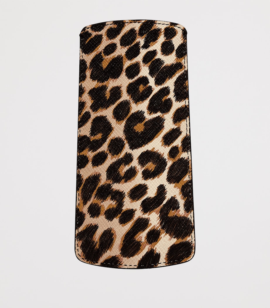 Panama Leather Leopard Print Glasses Case SAND Image 3