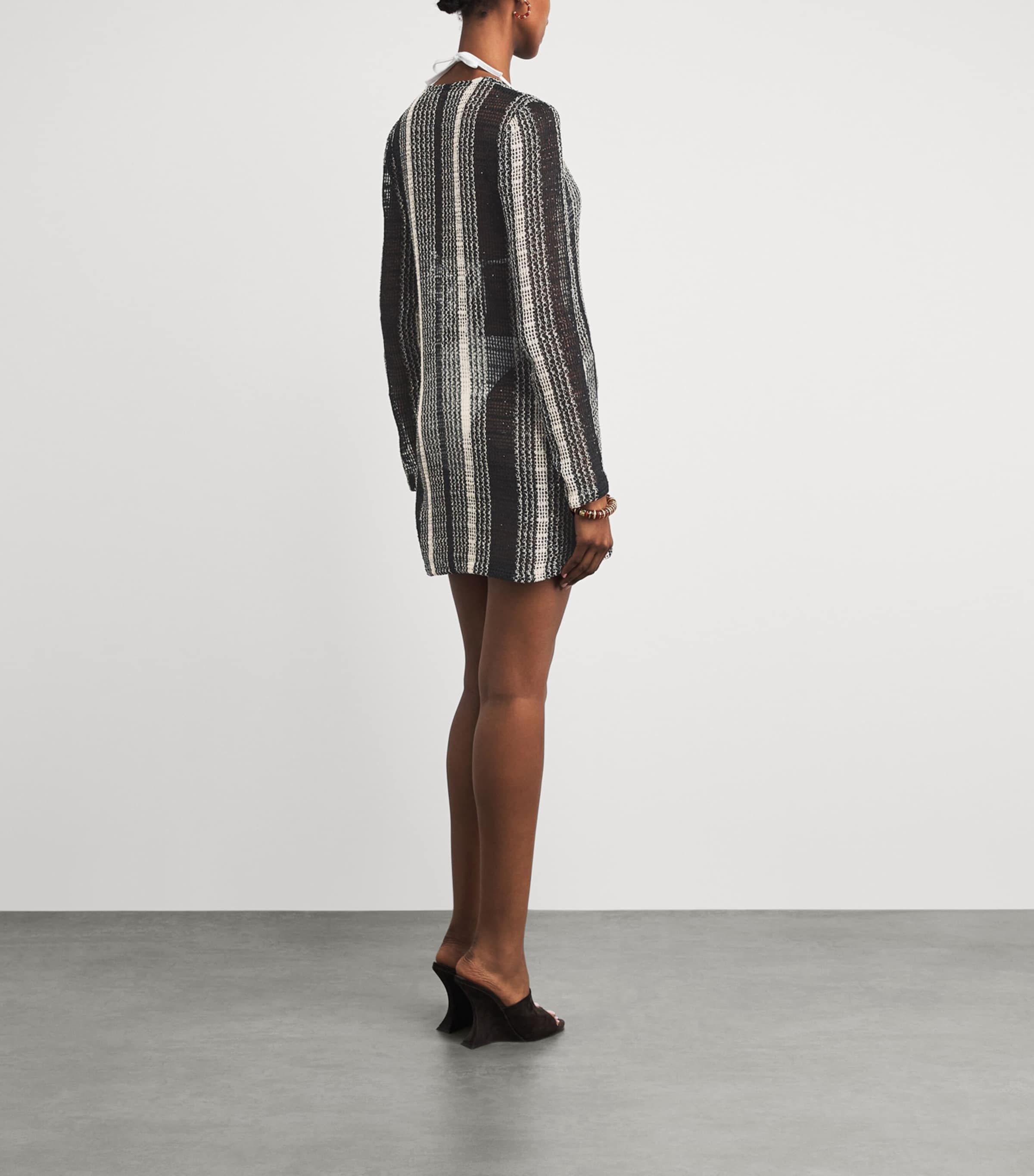 Missoni Womens Knit Stripe Mini Kaftan White/black Image 4