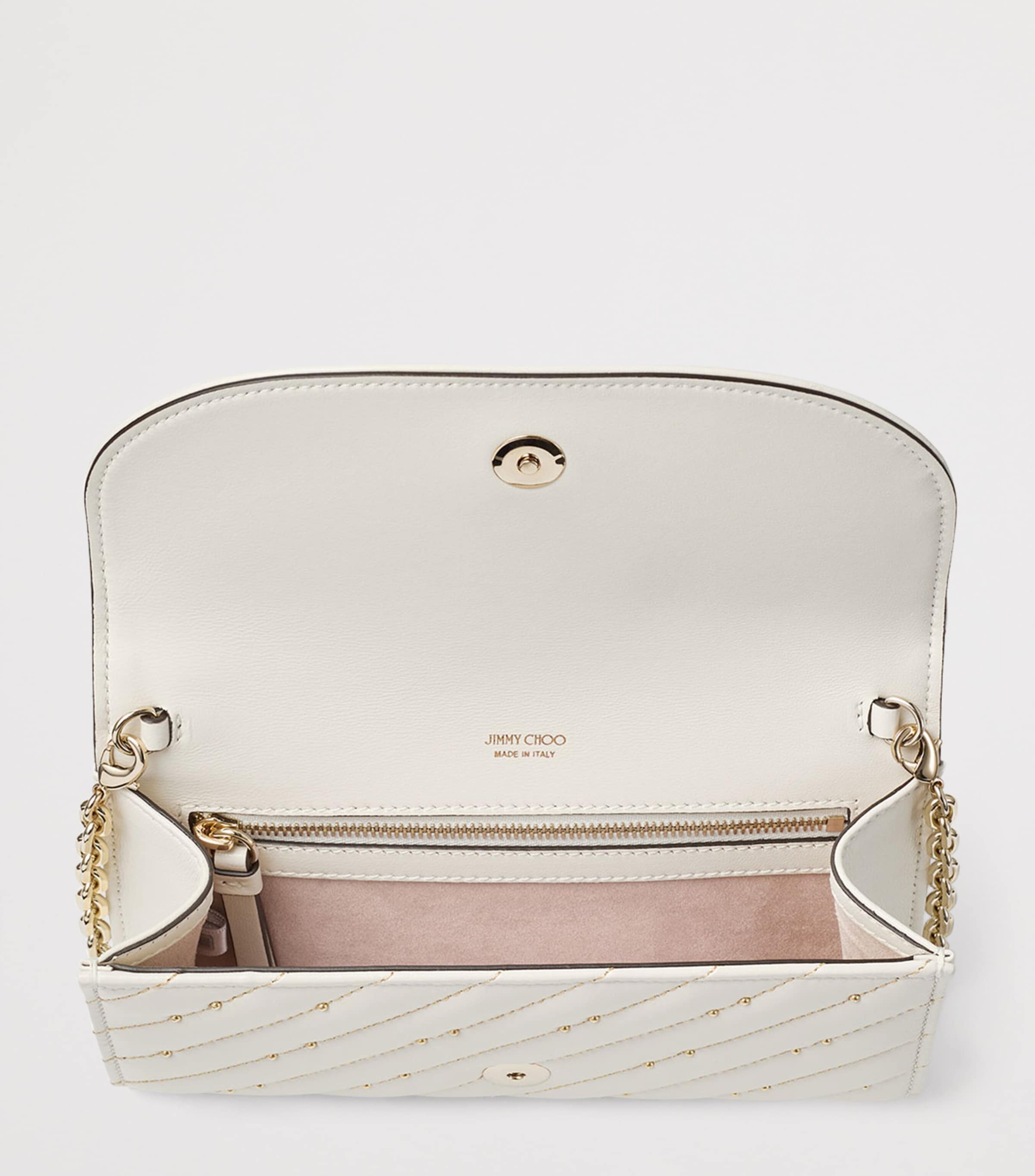 Jimmy Choo Curve Lambskin Chain Wallet Latte/shiny Gold Image 4