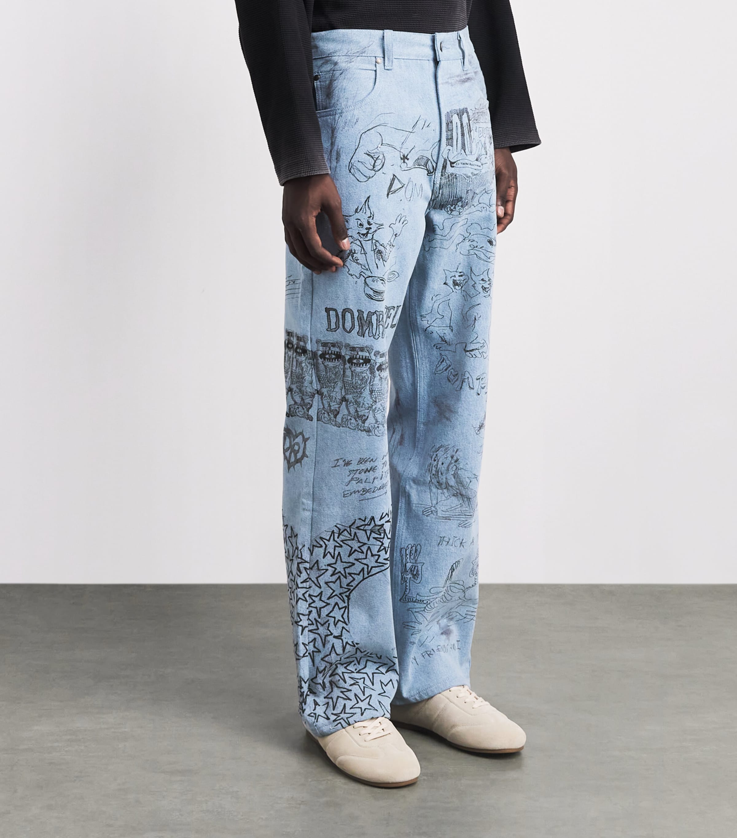 DOMREBEL Mens Sketchy Bootcut Jeans Light Blue Image 4