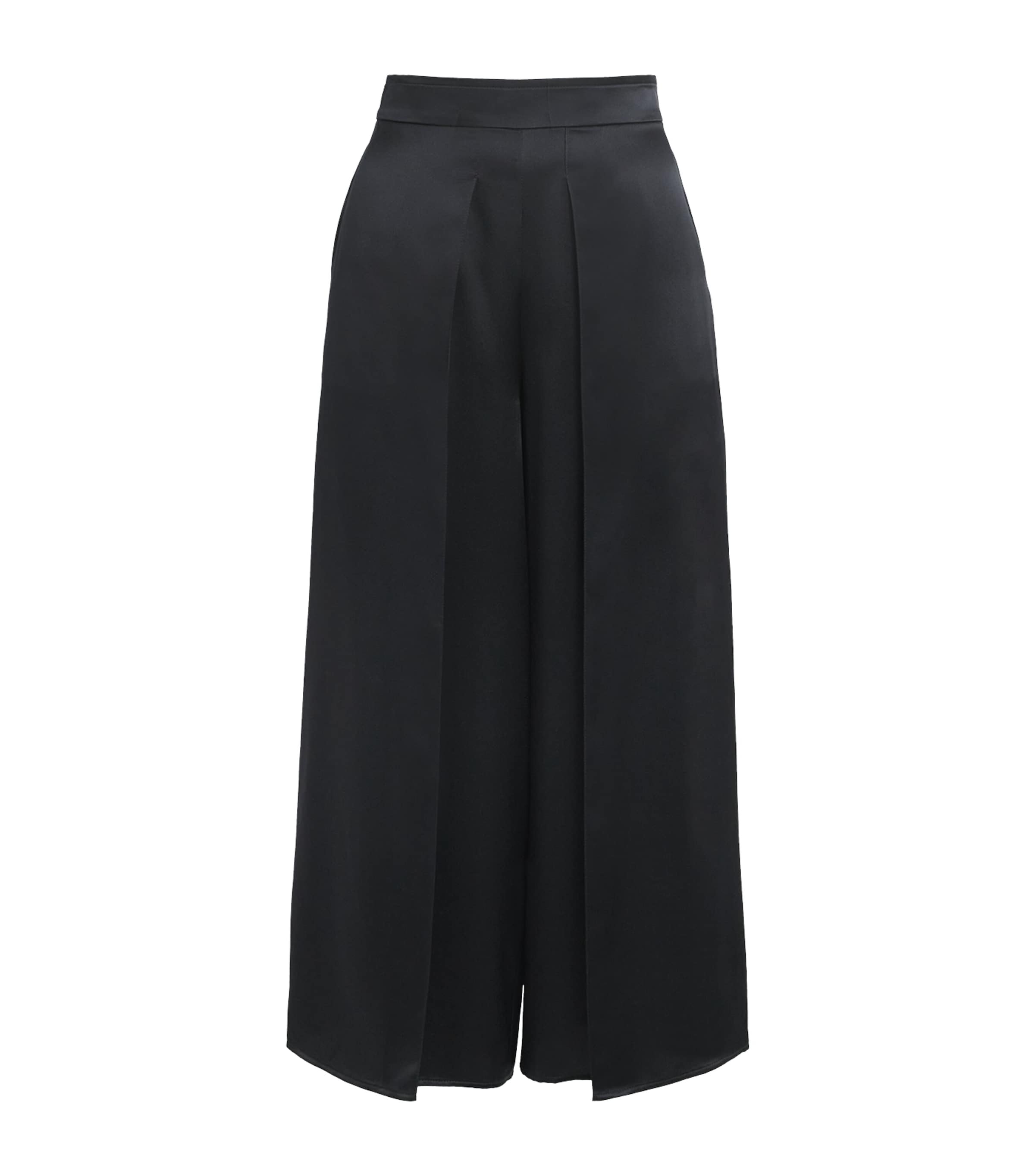 Eleventy Womens Silk Pleated Cropped Trousers Nero Image 1