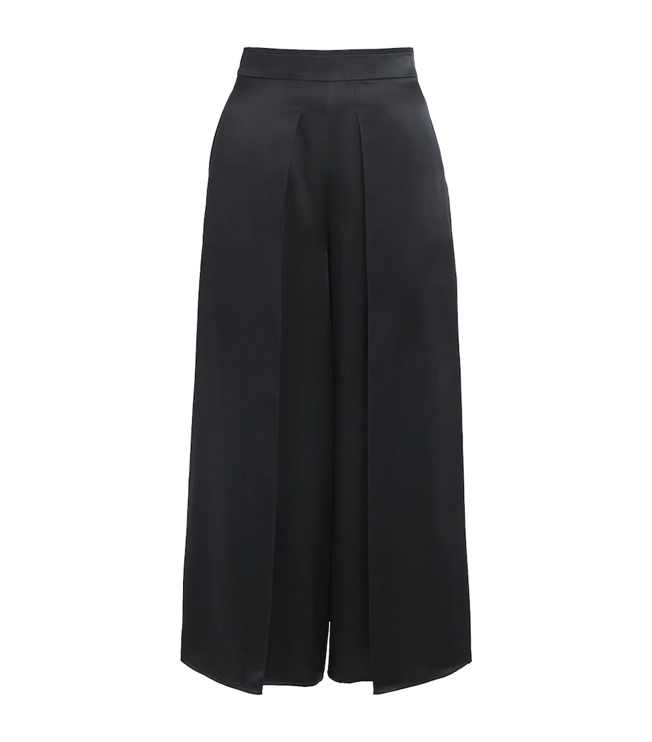 Eleventy Womens Silk Pleated Cropped Trousers Nero Image 1