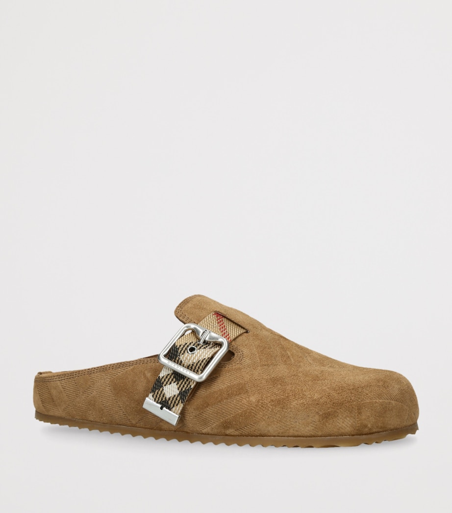 Suede Check-Trim Urchin Clogs BROWN Image 3