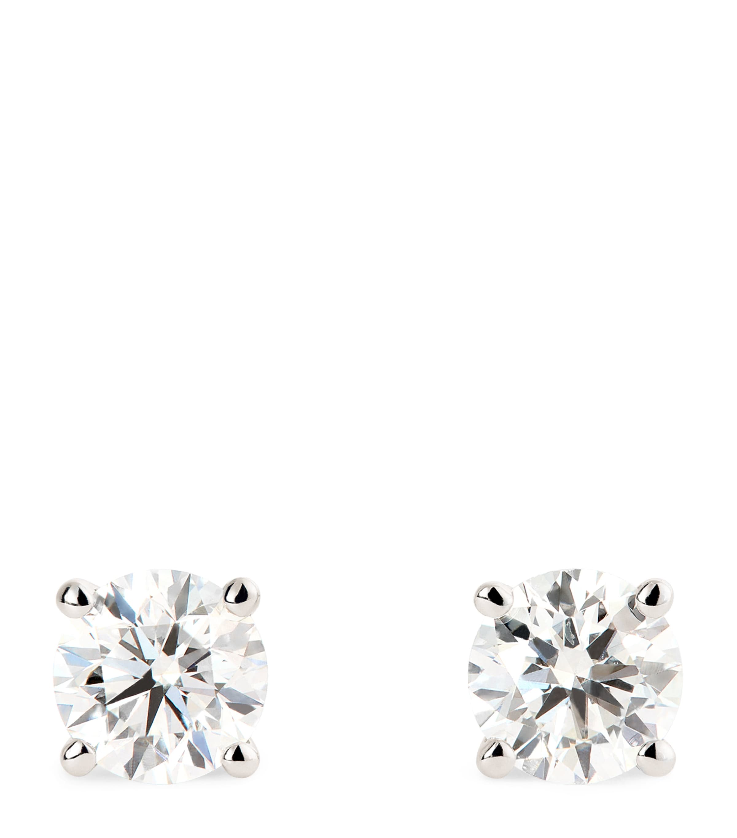 Harrods White Gold And Diamond Stud Earrings In Silver
