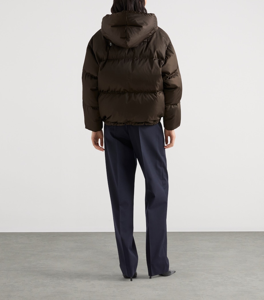 Prada Womens Re-Nylon Hooded Down Jacket Brown Image 5