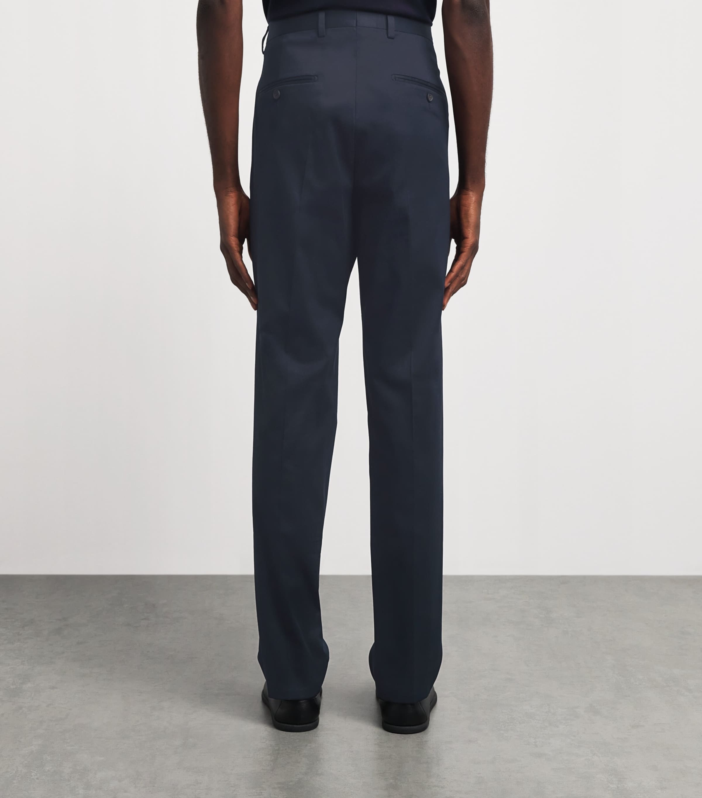 N.Peal Mens Stretch-Cotton Atrani Trousers Navy Image 5
