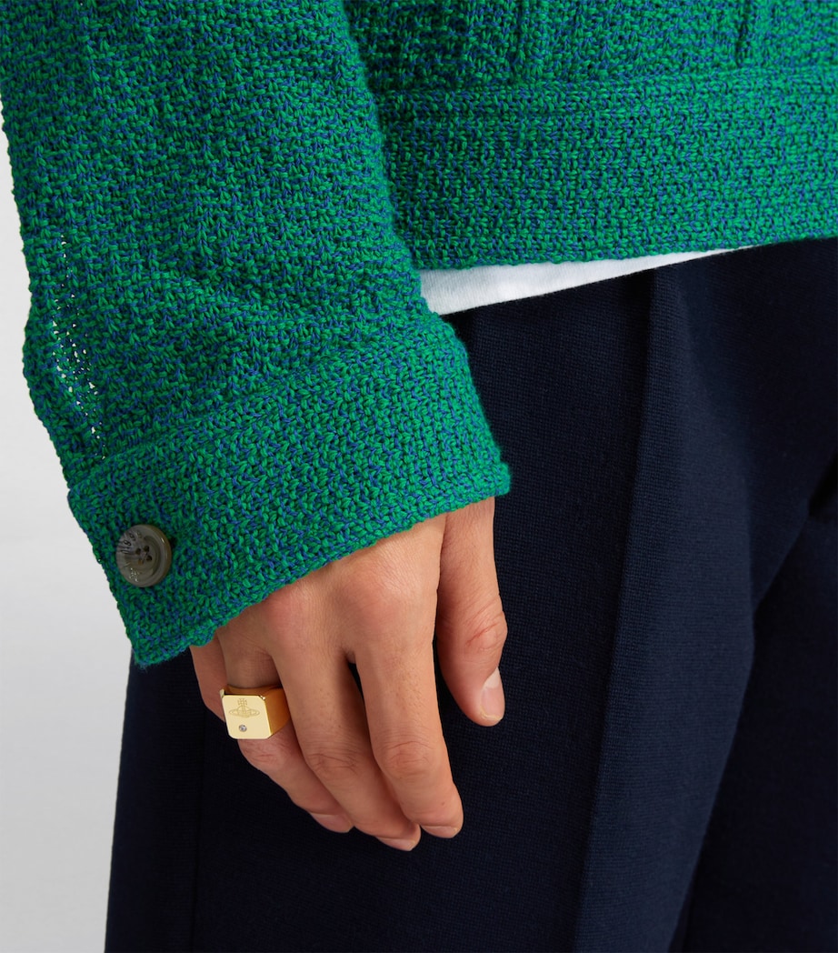 Sterling Silver and Crystal Carlo Orb Signet Ring R102- GOLD/WHITE CZ Image 4