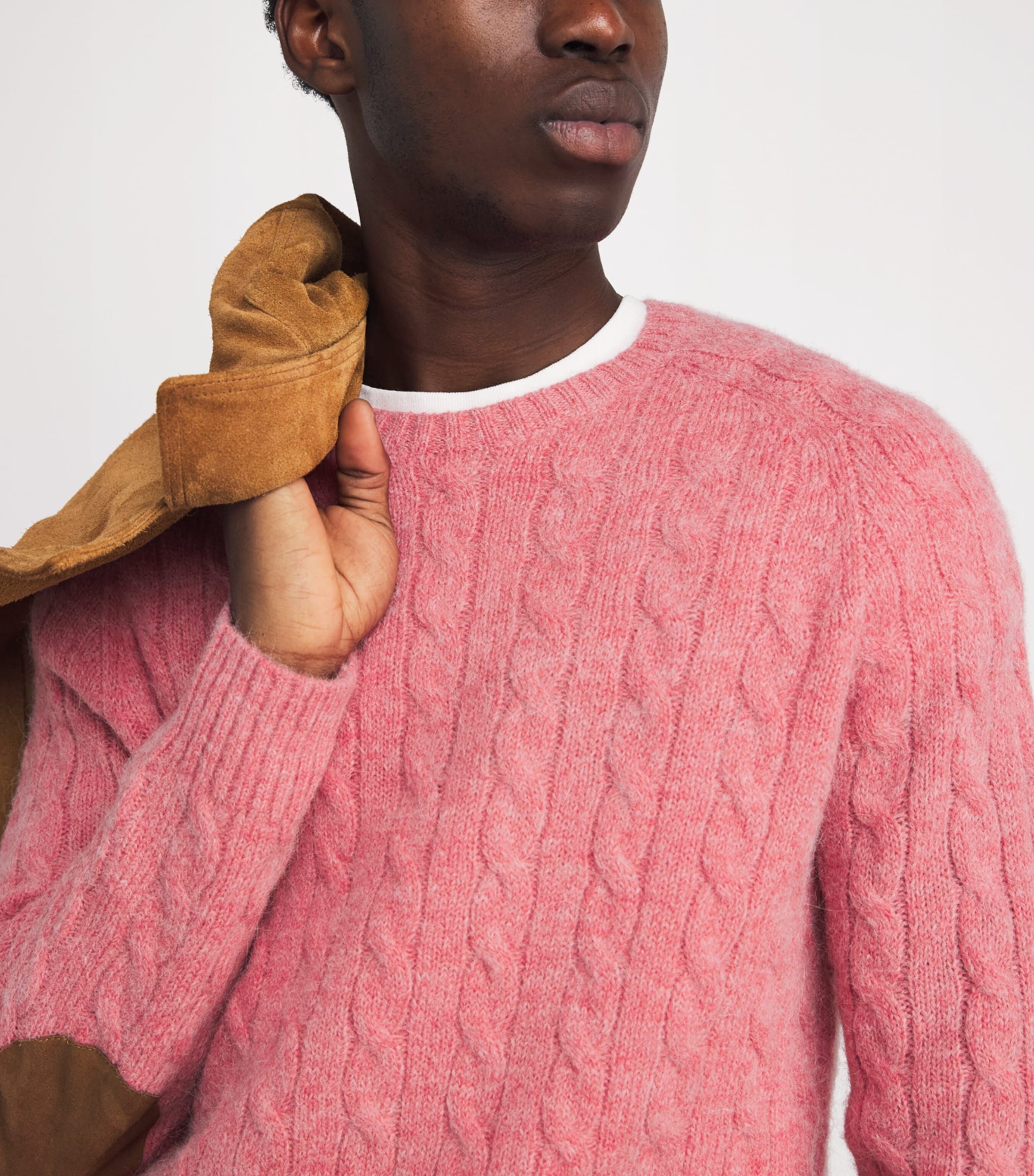 Wool-Blend Suede-Patch Sweater RED Image 6