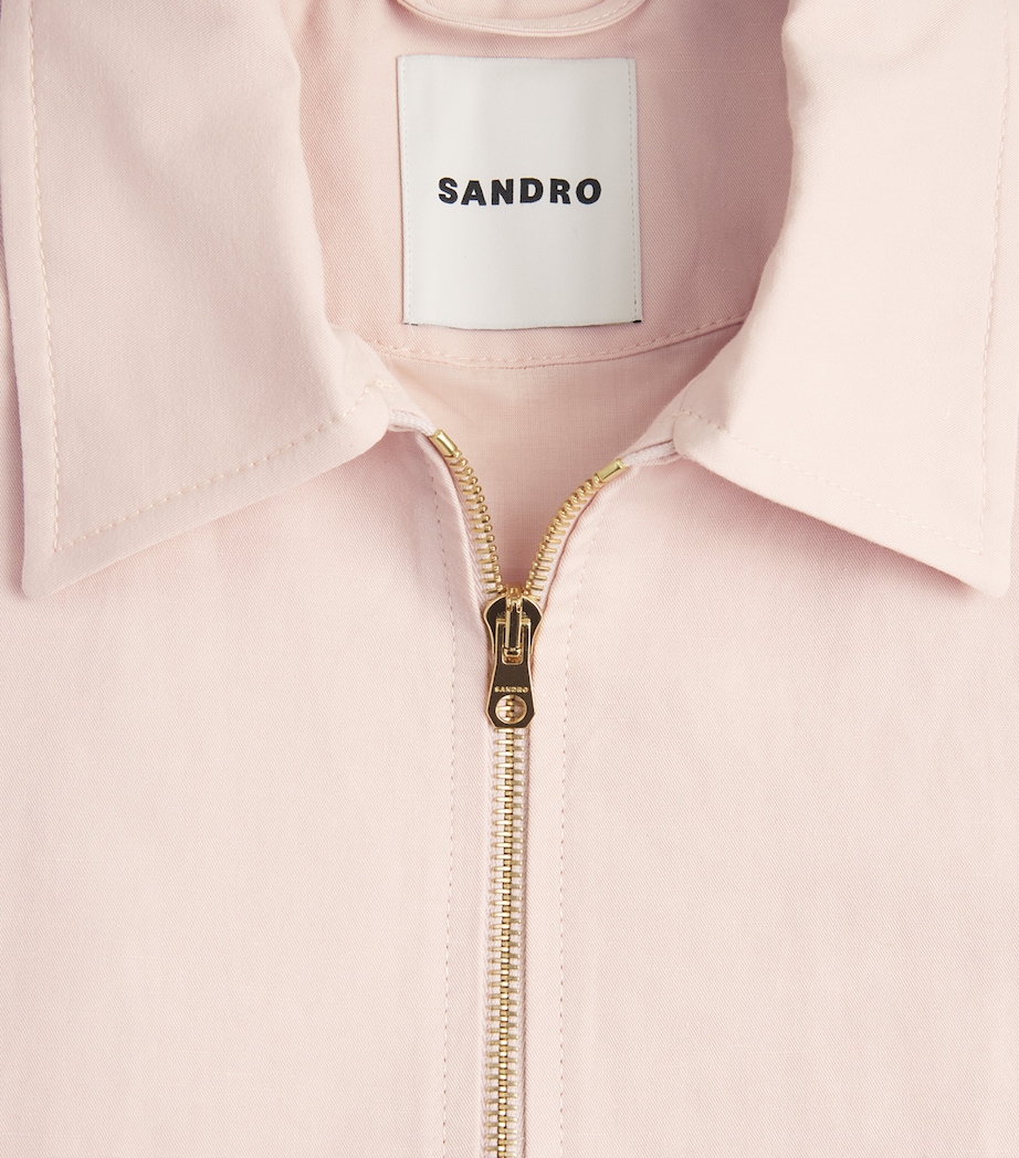 Sandro Paris Womens Satin Wide-Leg Trousers Pink Image 6