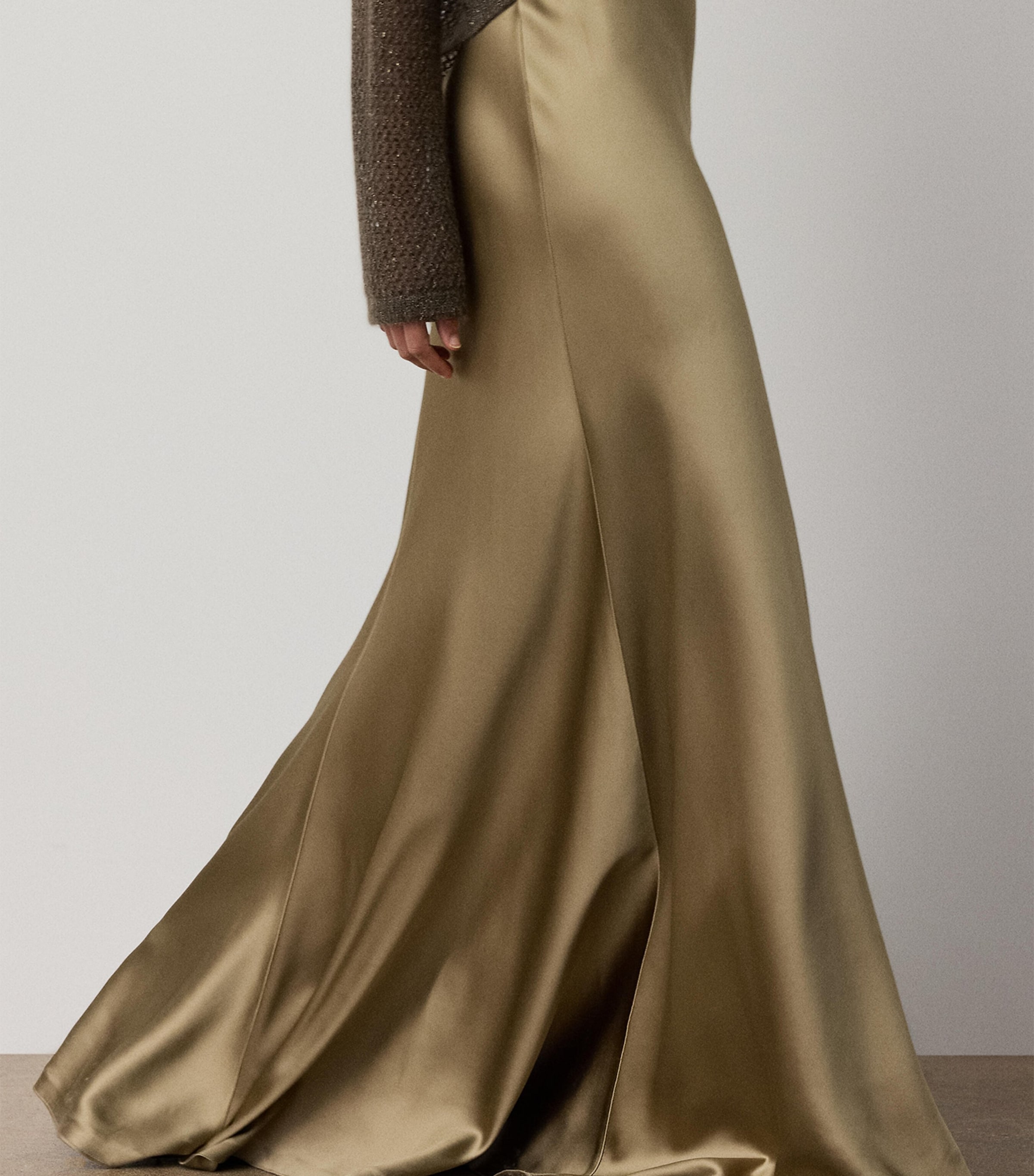 Ralph Lauren Collection Womens Satin Masina Maxi Skirt Porcini Image 5