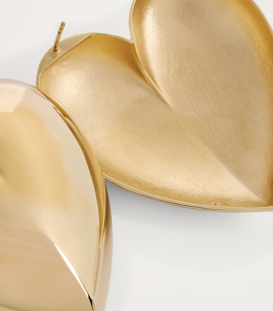 Yellow Gold-Plated Puffy Heart Earrings YELLOW GOLD Image 6