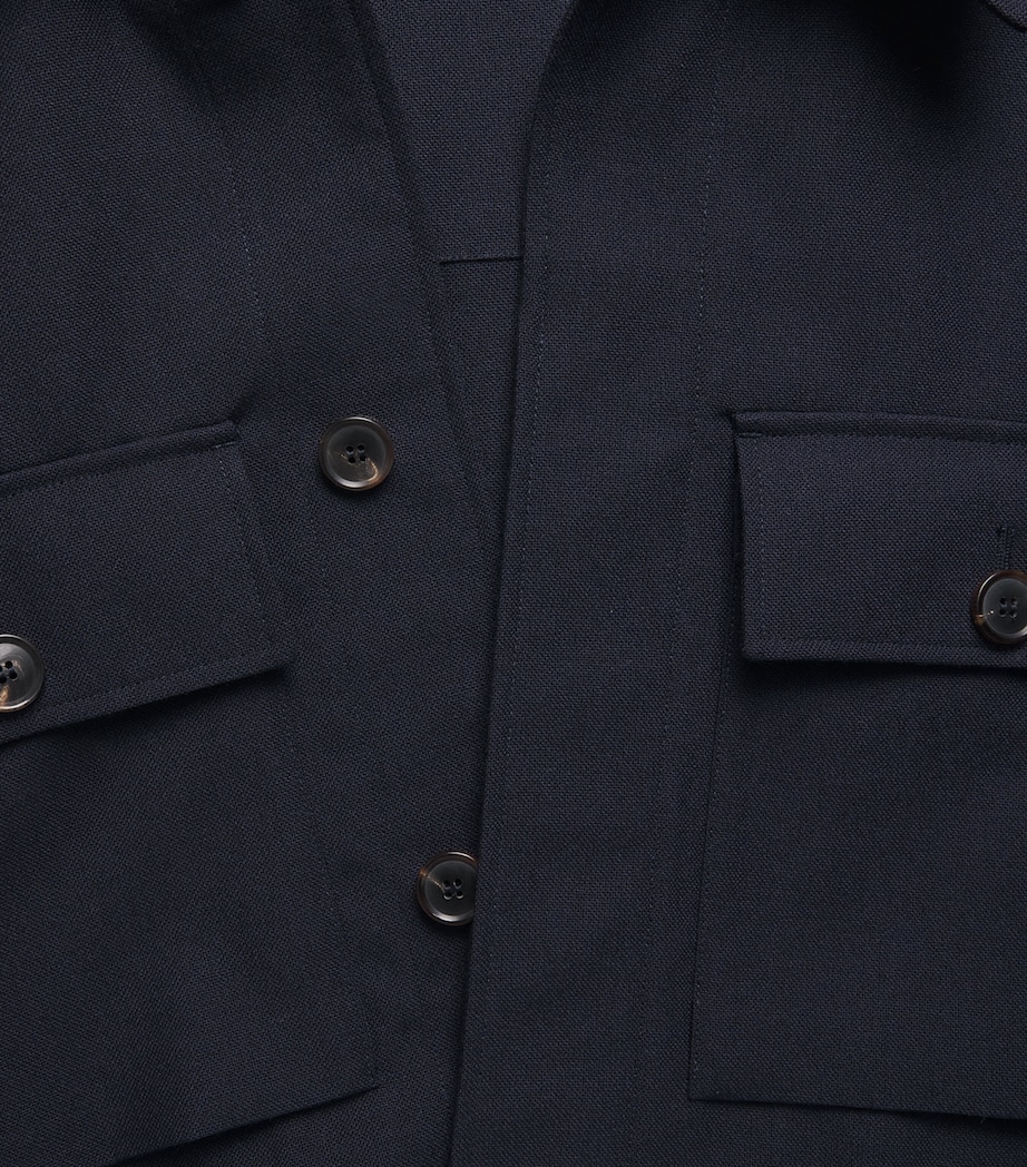 Paul Smith Mens Worsted Wool Overshirt Dark Navy Image 6