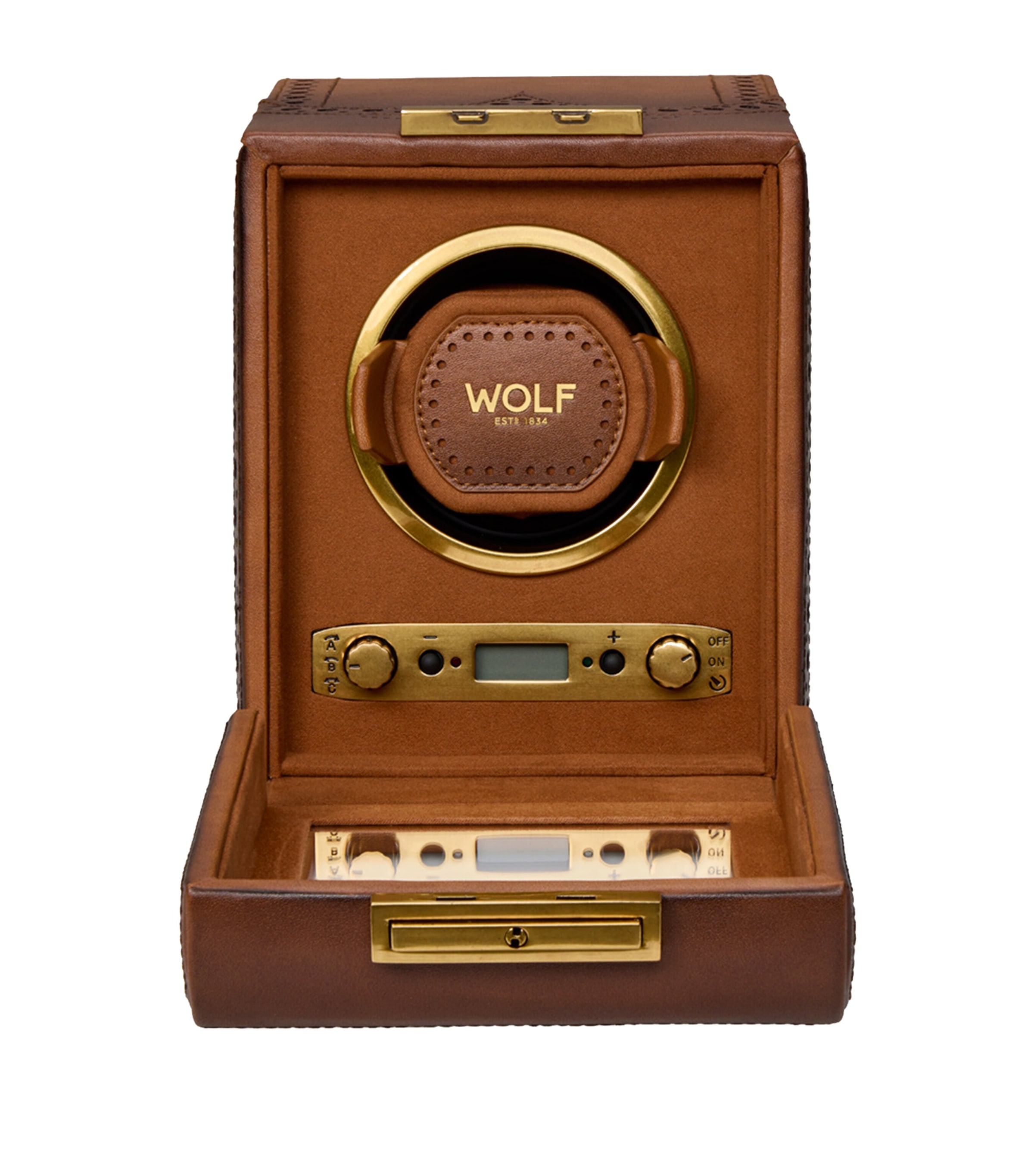 WOLF Brogue Single Watch Winder Burnished Brown Image 4