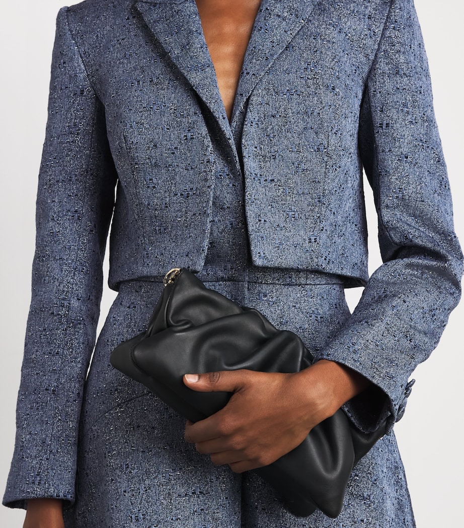 Safiyaa Womens Collarless Cropped Blazer Silver Blue Image 3