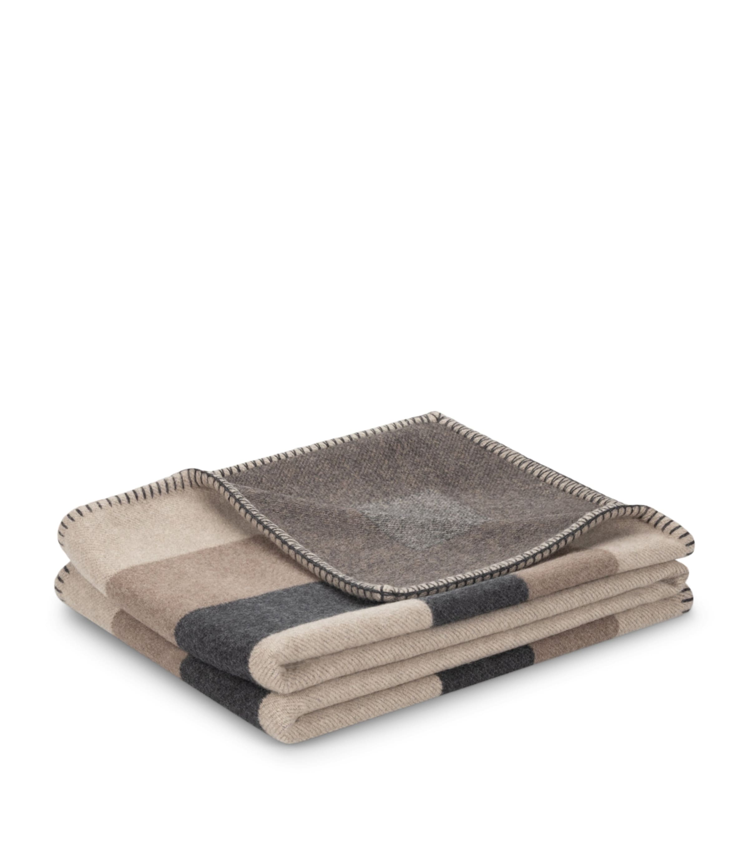 Lambswool-Cashmere Valatzu Josef Blanket (137cm x 180cm) DARK NATURAL Image 3