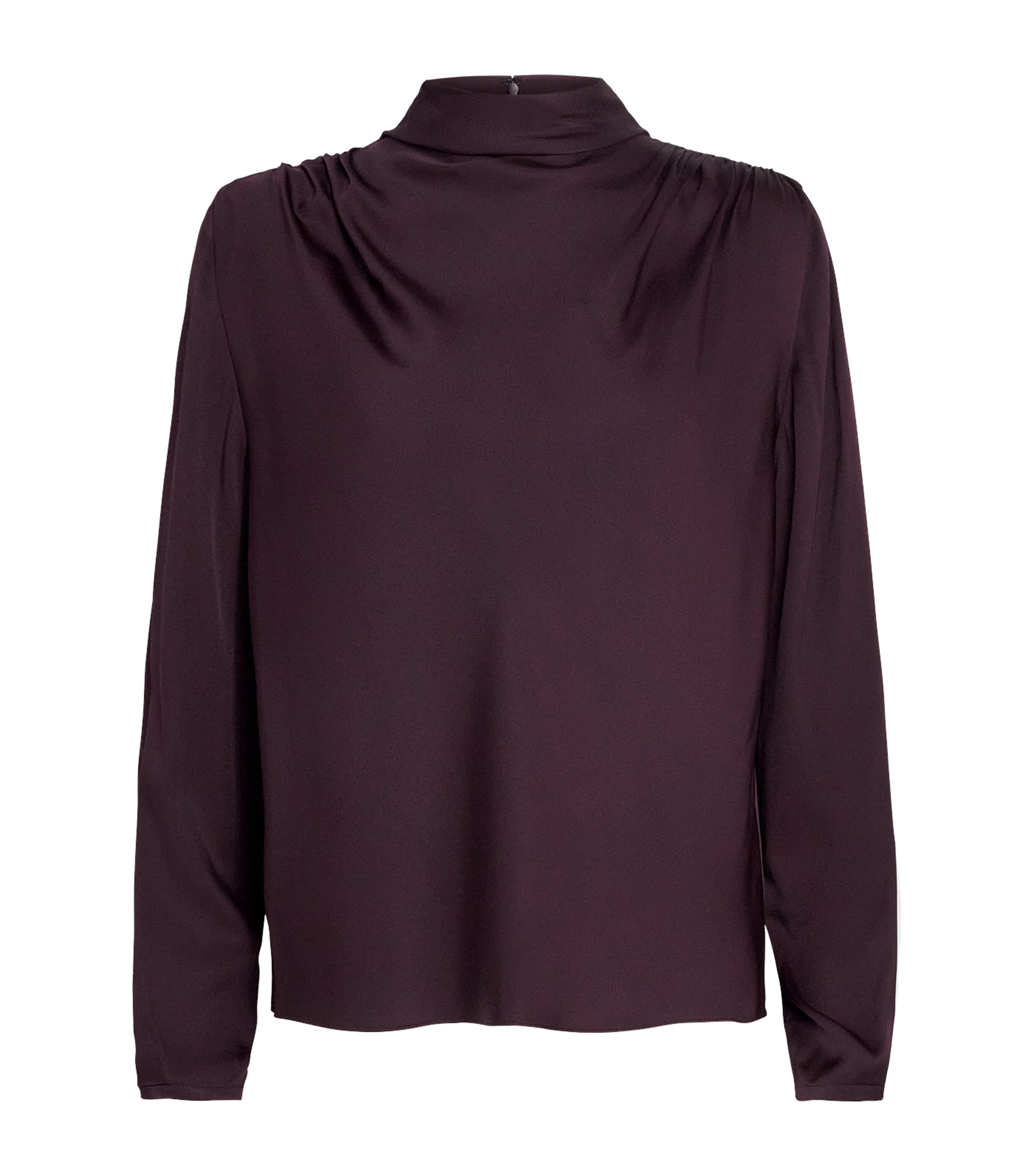 Vince Womens Satin Cowl-Neck Blouse Blackberry Image 1