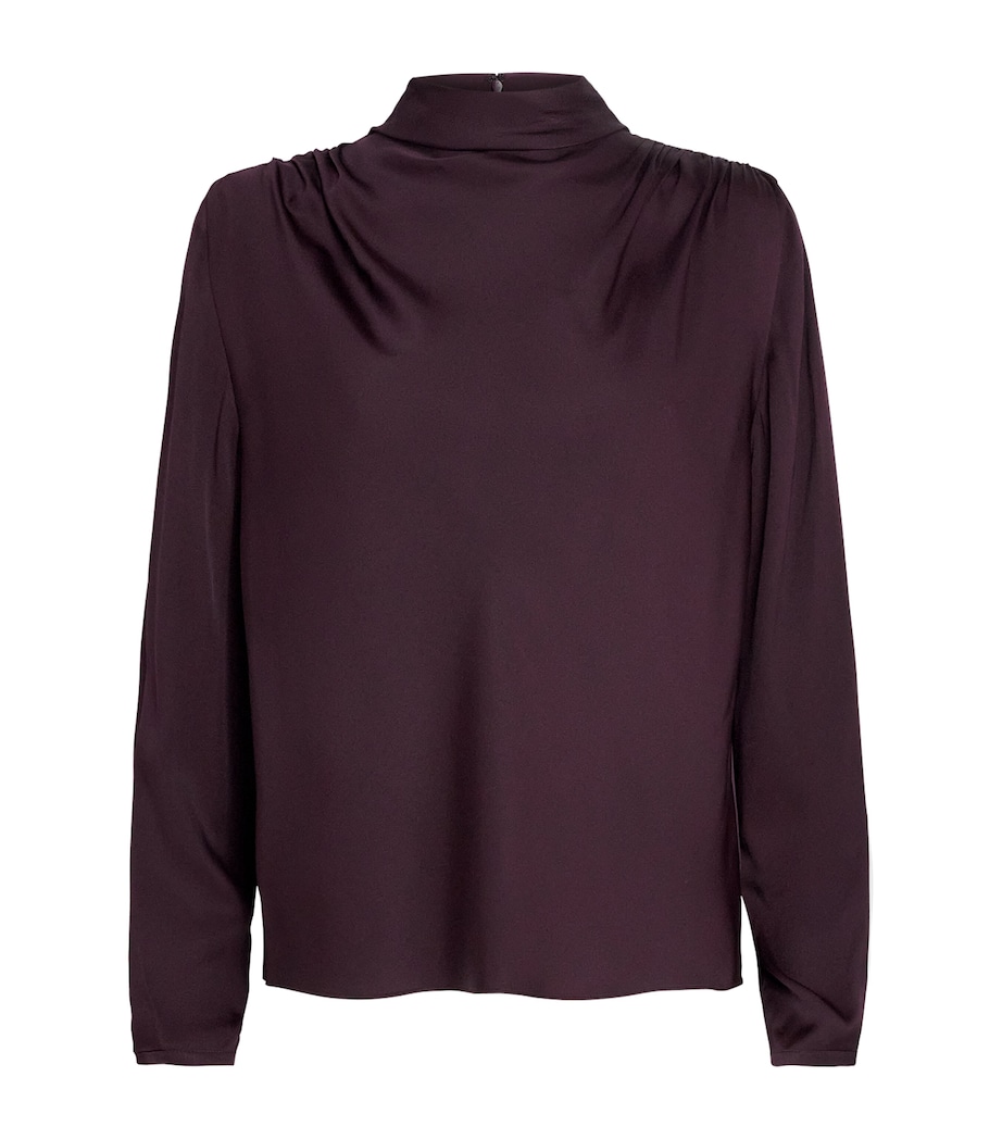 Vince Womens Satin Cowl-Neck Blouse Blackberry Image 1