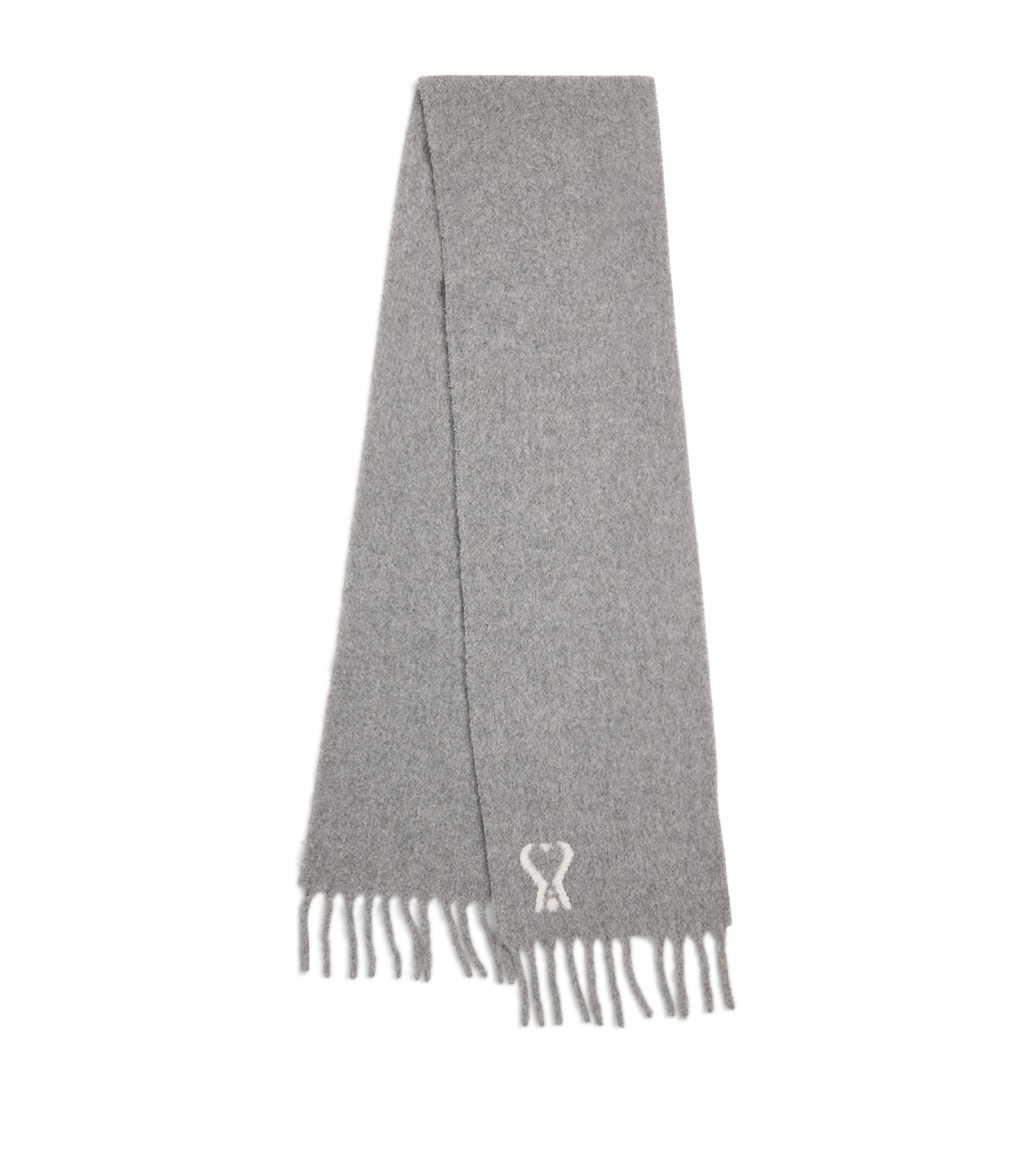 Ami Alexandre Mattiussi Alpaca-blend Ami De Coeur Scarf In Gray