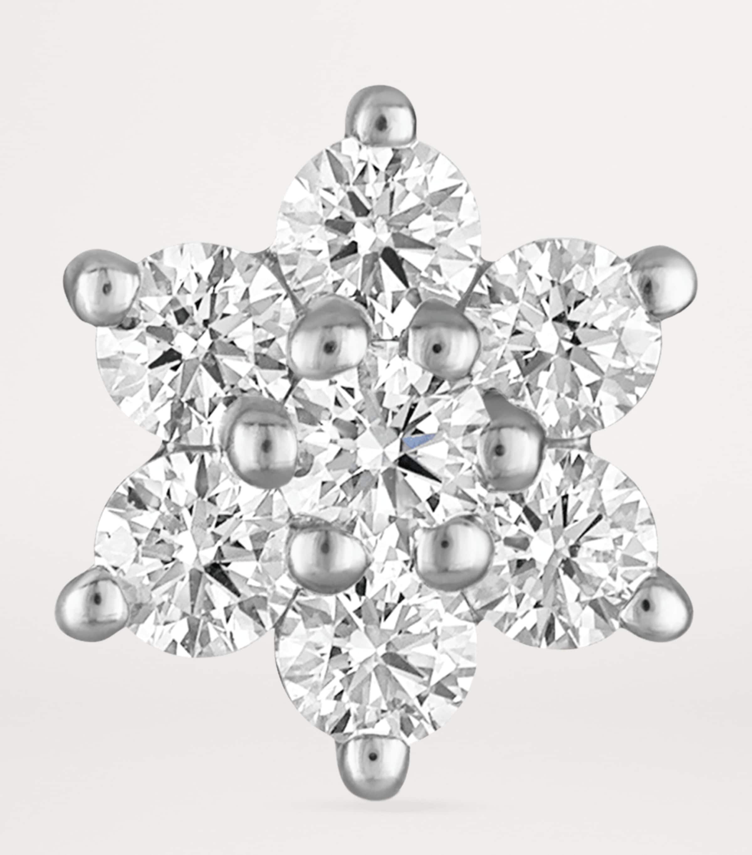 White Gold Diamond Flower Threaded Stud Earring (7mm) WHITE GOLD Image 2