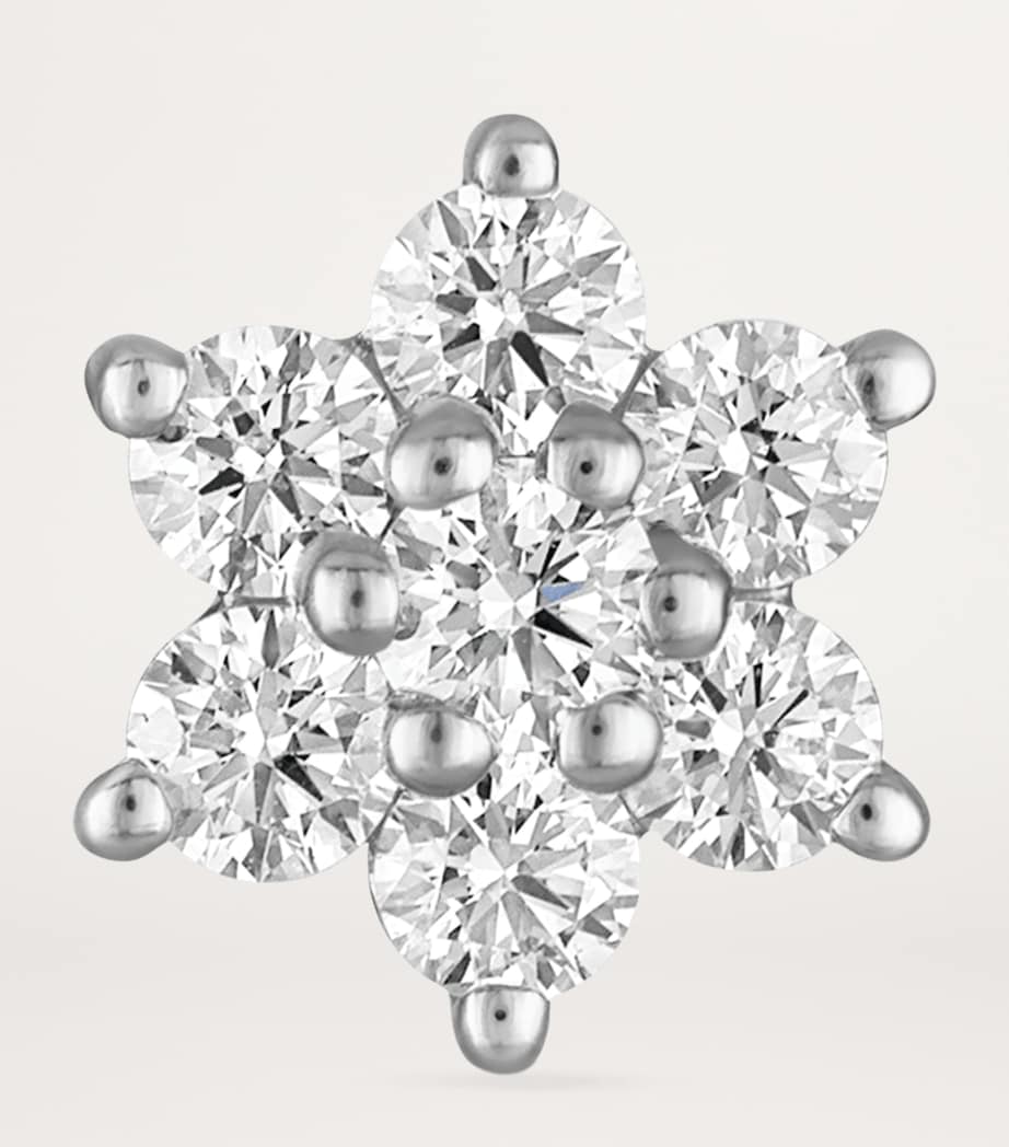 White Gold Diamond Flower Threaded Stud Earring (7mm) WHITE GOLD Image 2