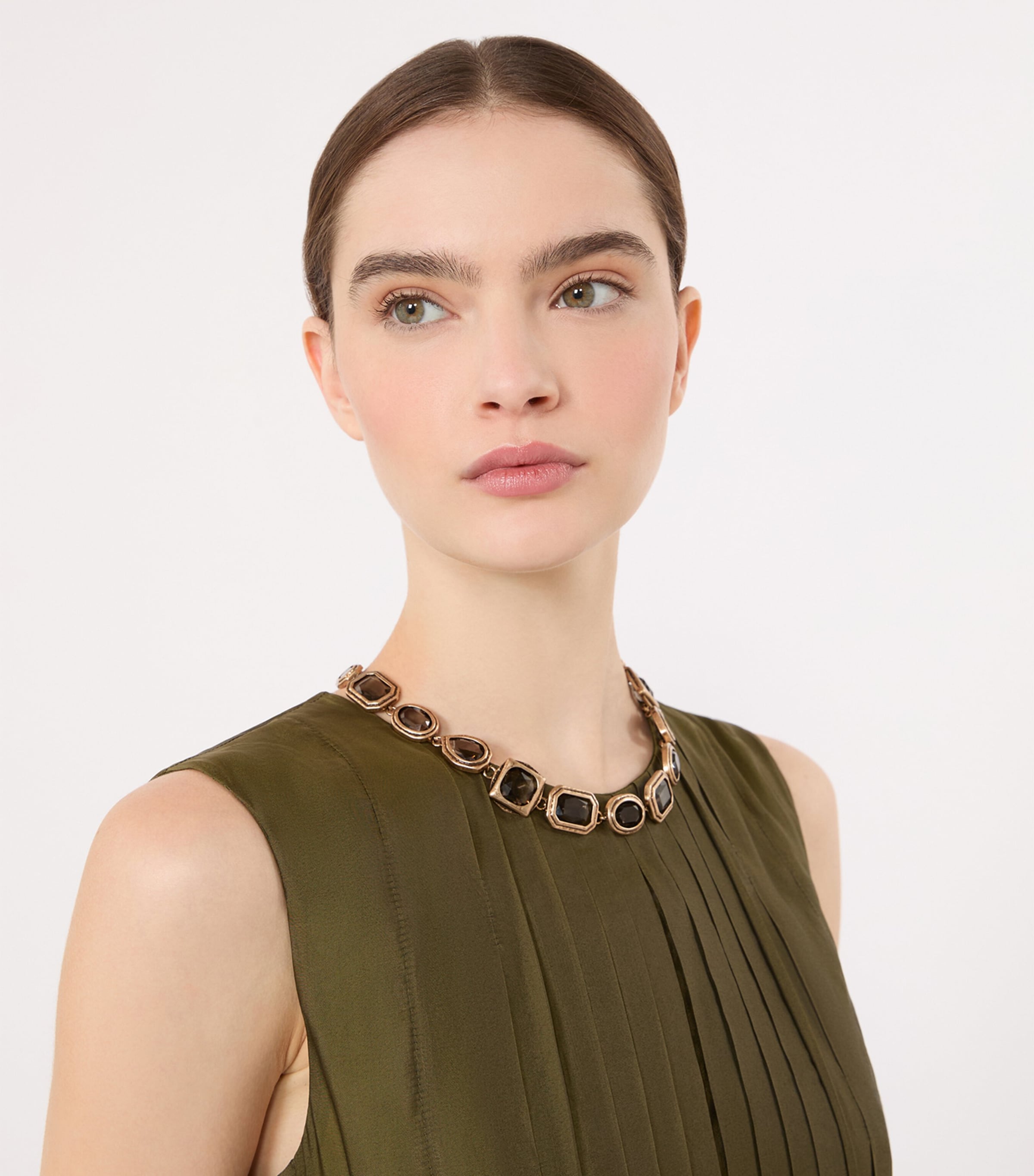Max Mara Embellished Choker Necklace Light Grey Image 2
