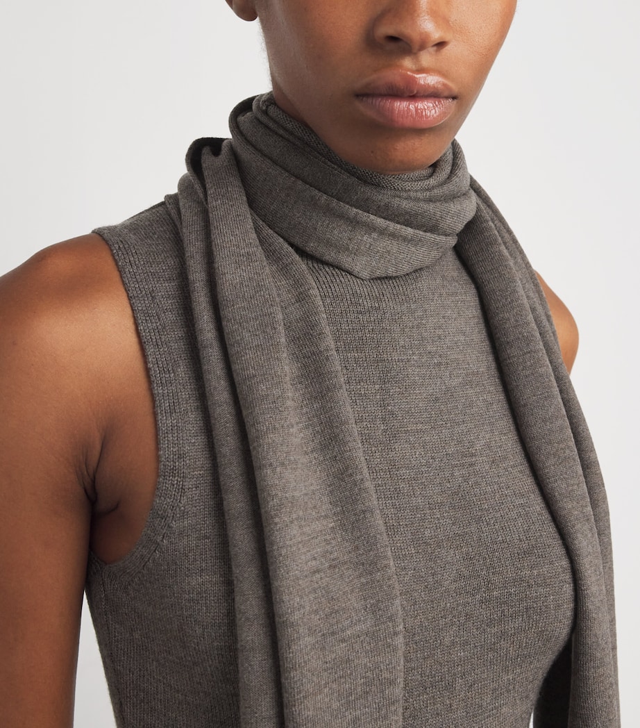 Wool Scarf-Neck Canal Midi Dress TRUF TRUFFLE Image 6
