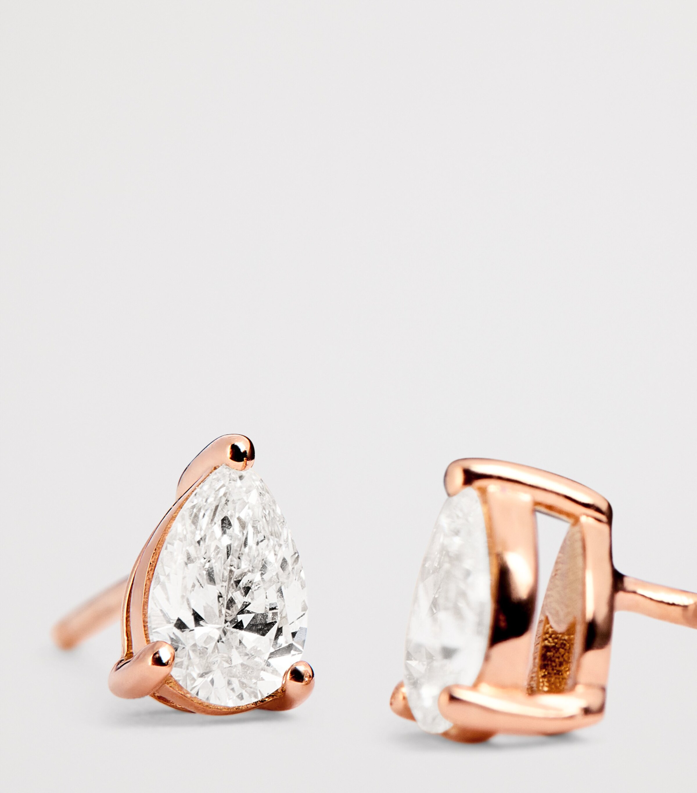 Harrods Rose Gold and Diamond Pear Stud Earrings (0.50ctw) Rose Gold Image 6