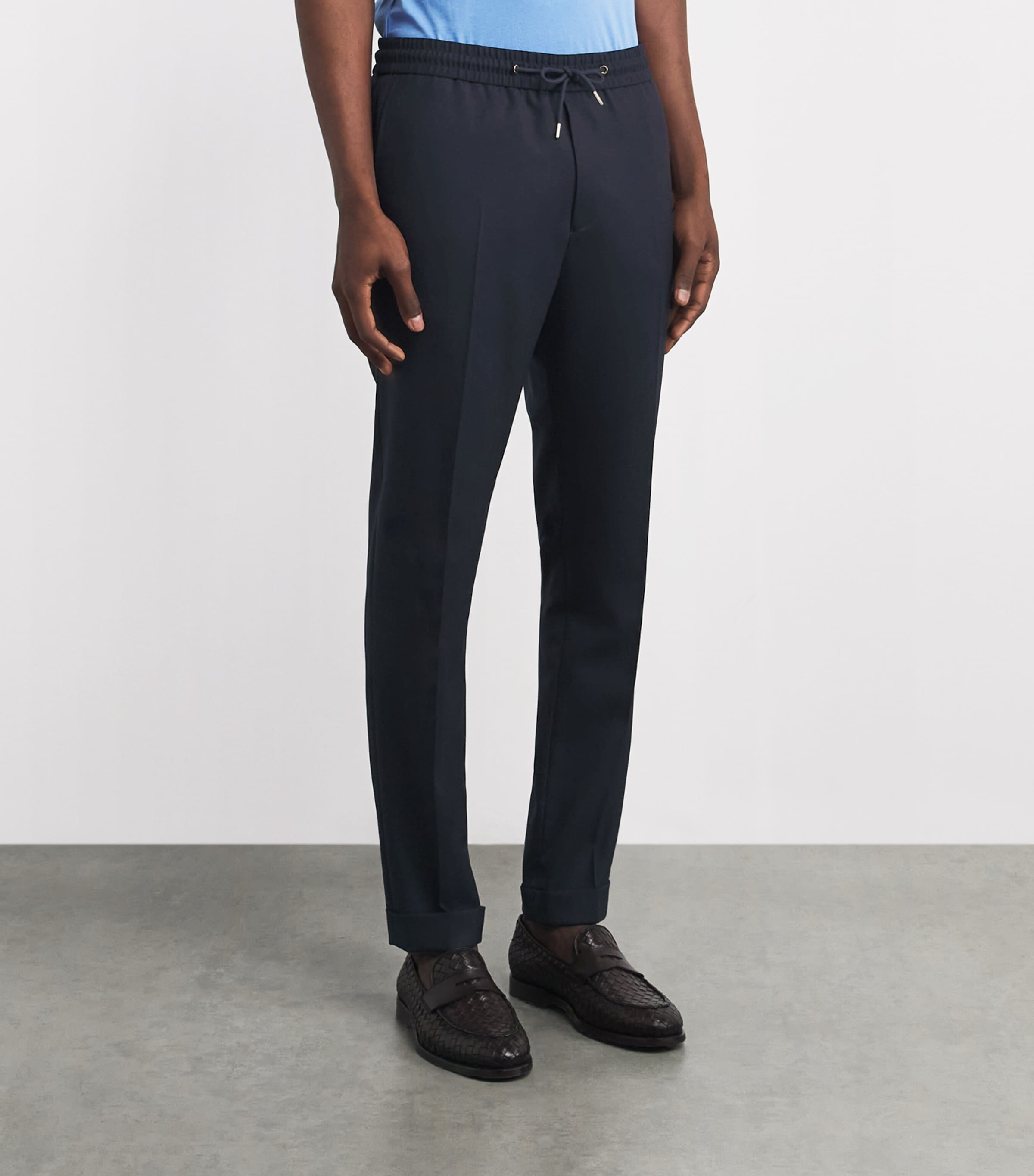 Paul Smith Mens Wool Drawstring Straight Trousers Blue Image 4