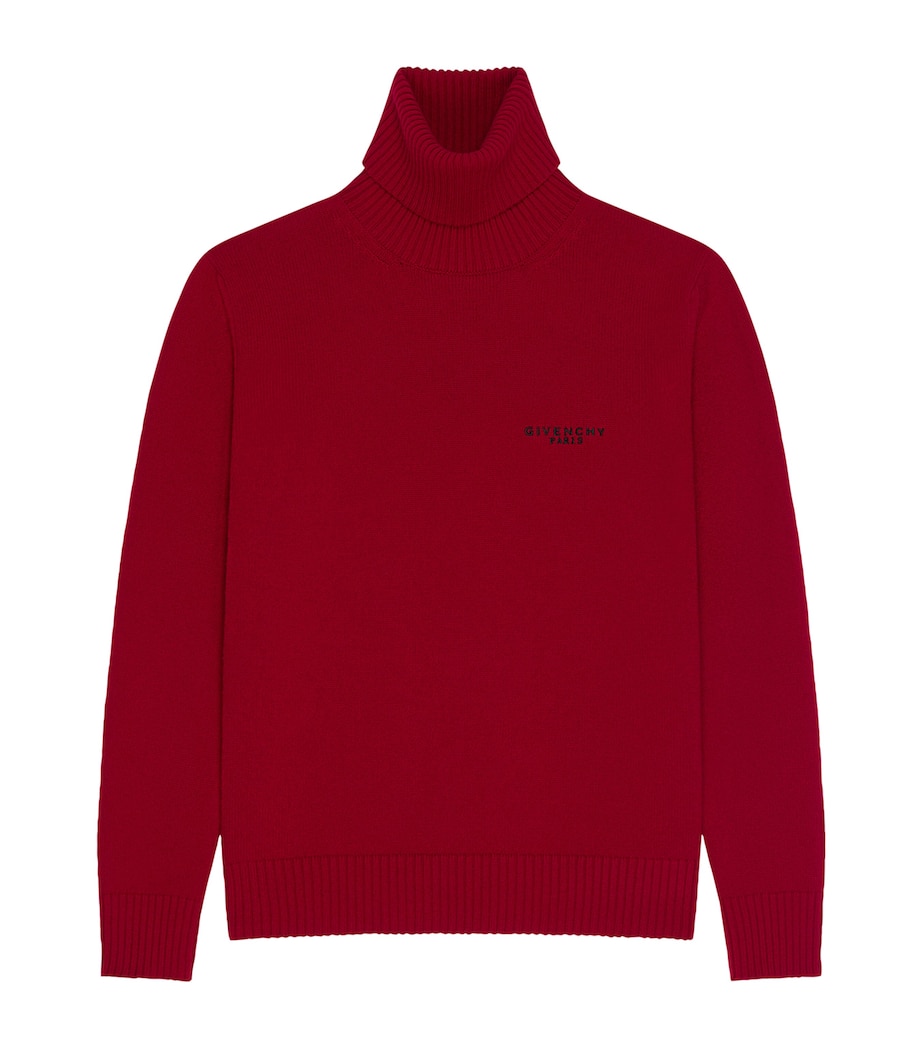 Wool and Cashmere Turtleneck Logo Sweater CORAL/PEARL Image 1