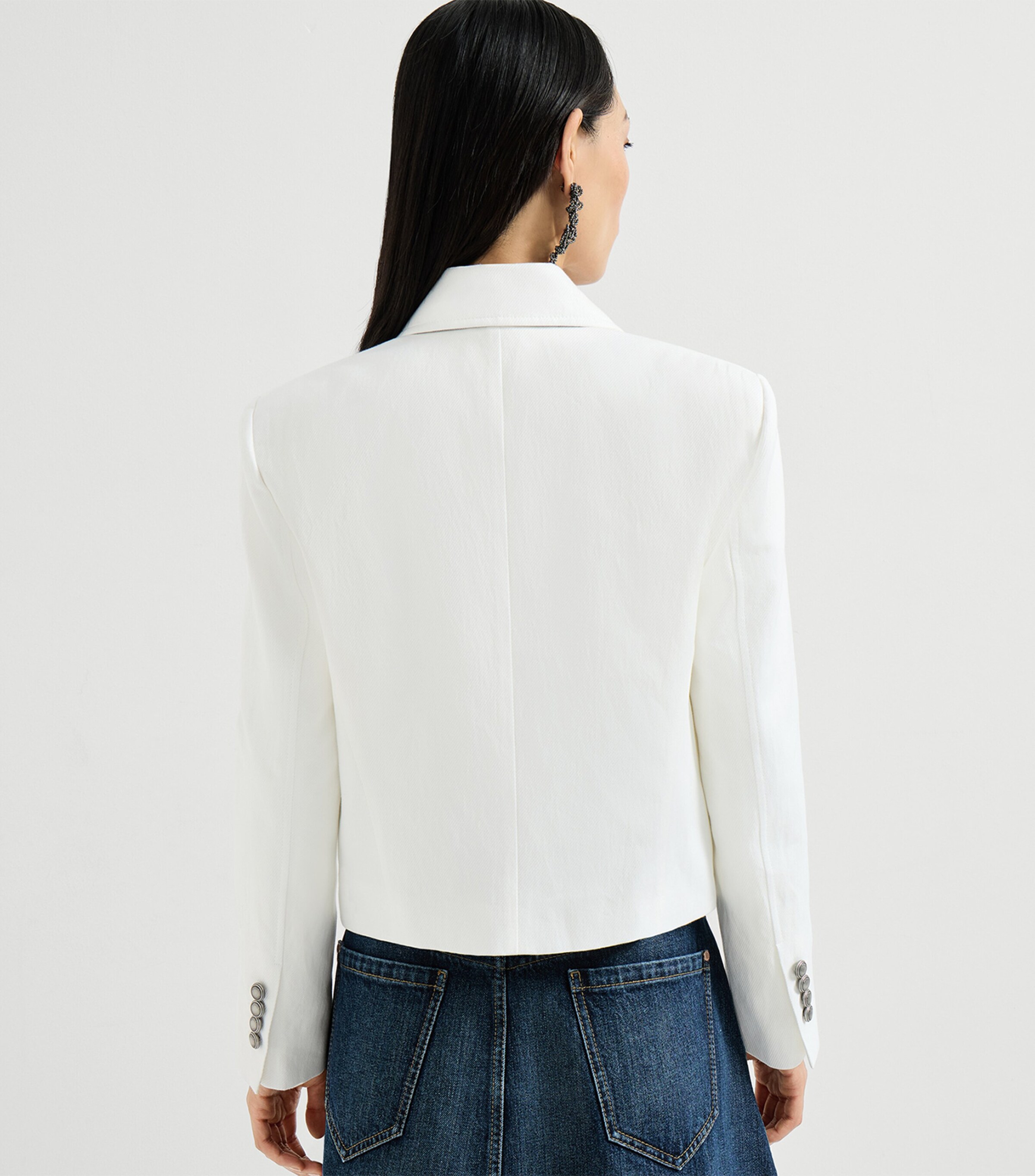 Brunello Cucinelli Womens Cotton-Paper Yarn Cropped Blazer Image 5