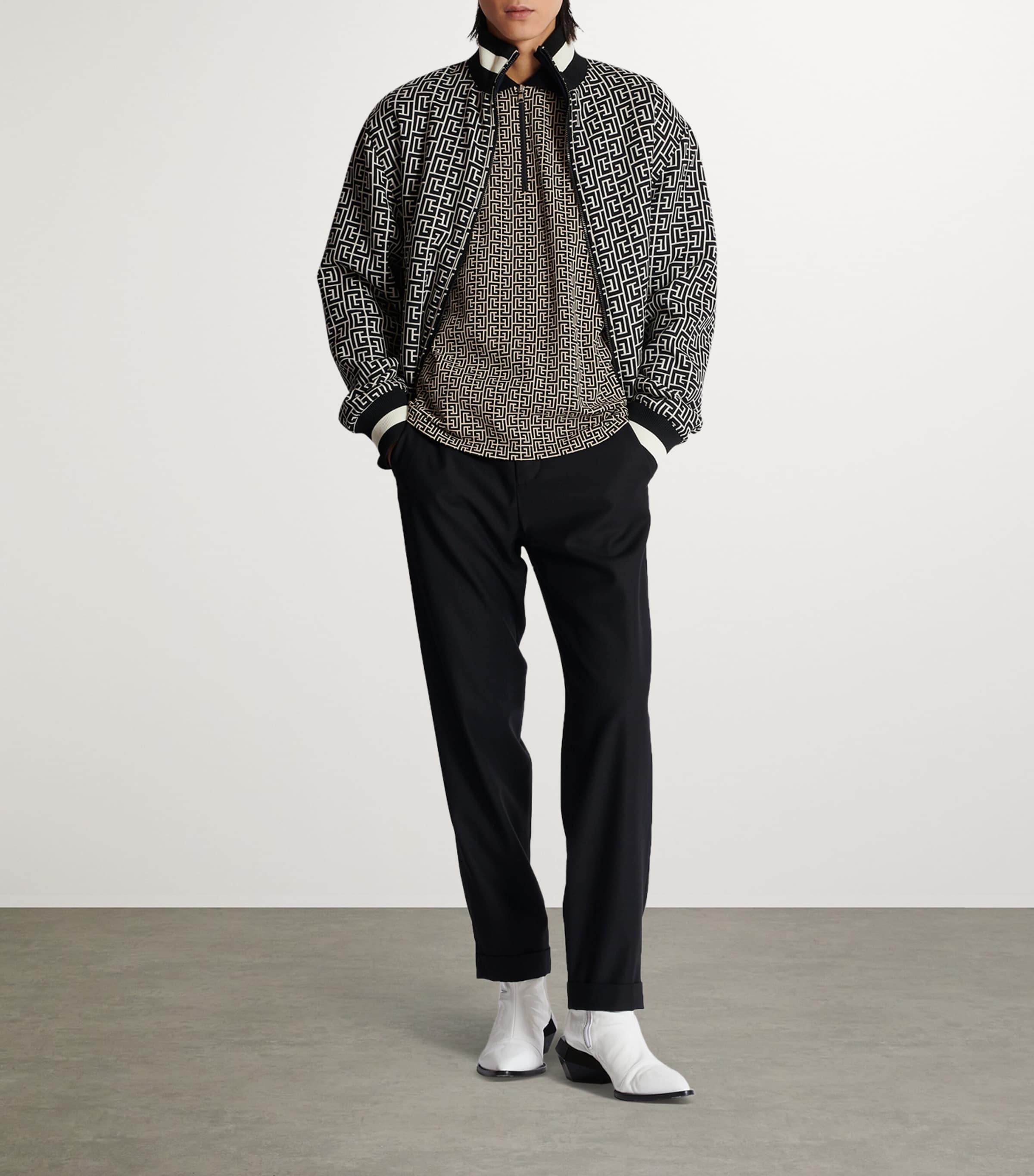 Virgin Wool PB Labyrinth Polo Shirt GFE IVOIRE/NOIR Image 3