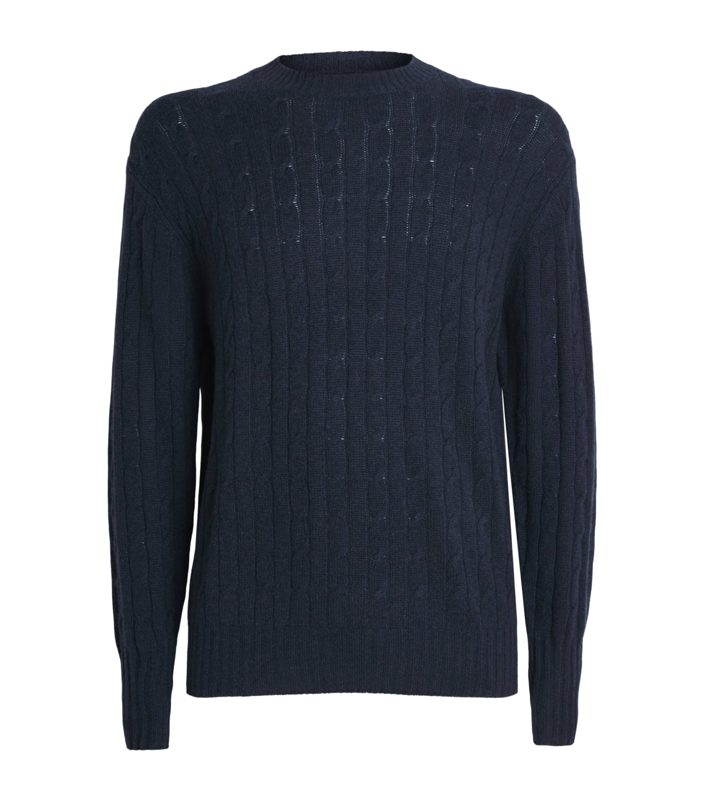 Organic Cashmere Cable-Knit Thames Sweater INDIGO BLUE Image 1