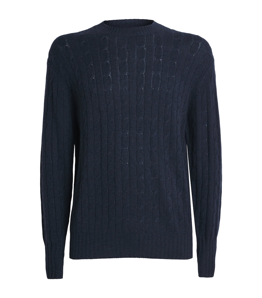 Organic Cashmere Cable-Knit Thames Sweater INDIGO BLUE Image 1